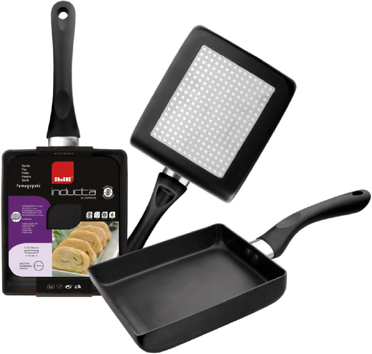 Ibili Square Japanese Omelette Pan/Egg Pan Skillet, Tamagoyaki Pan, Pfoa-Free, Dishwasher Safe, Double Non-Stick Coating, Bakelite Handle, 5.9" X 7" X 2.3" - Made in Spain image number 2