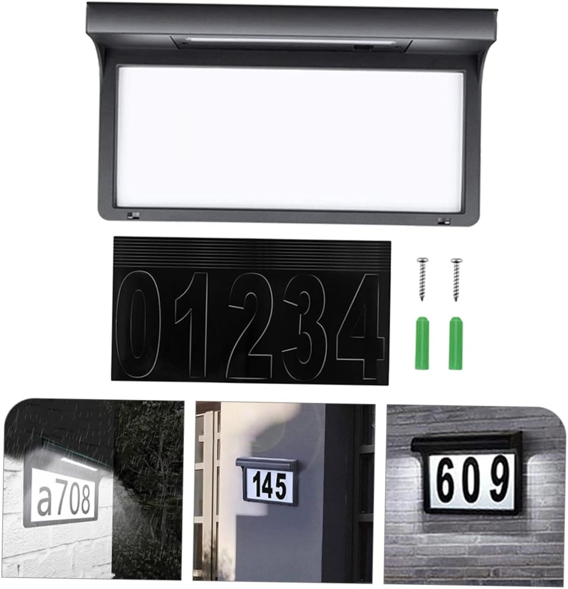 SHINEOFI LED Solar House Number Sign Plaque Solar Powered Light for Outdoor Address Visibility at Night for Gardens Patios Yards and Pathways image number 5
