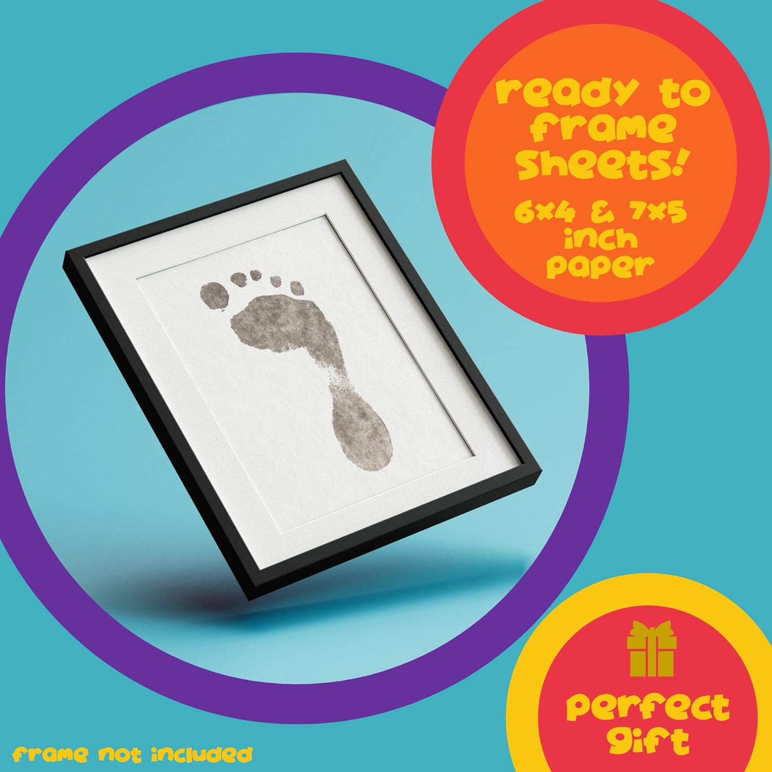 (Two Wipe & Eight Sheet Set) - Baby Footprint Kit Twin Pack - Eight Sheets and Two Inkless Wipes - Ready to Frame Sizes