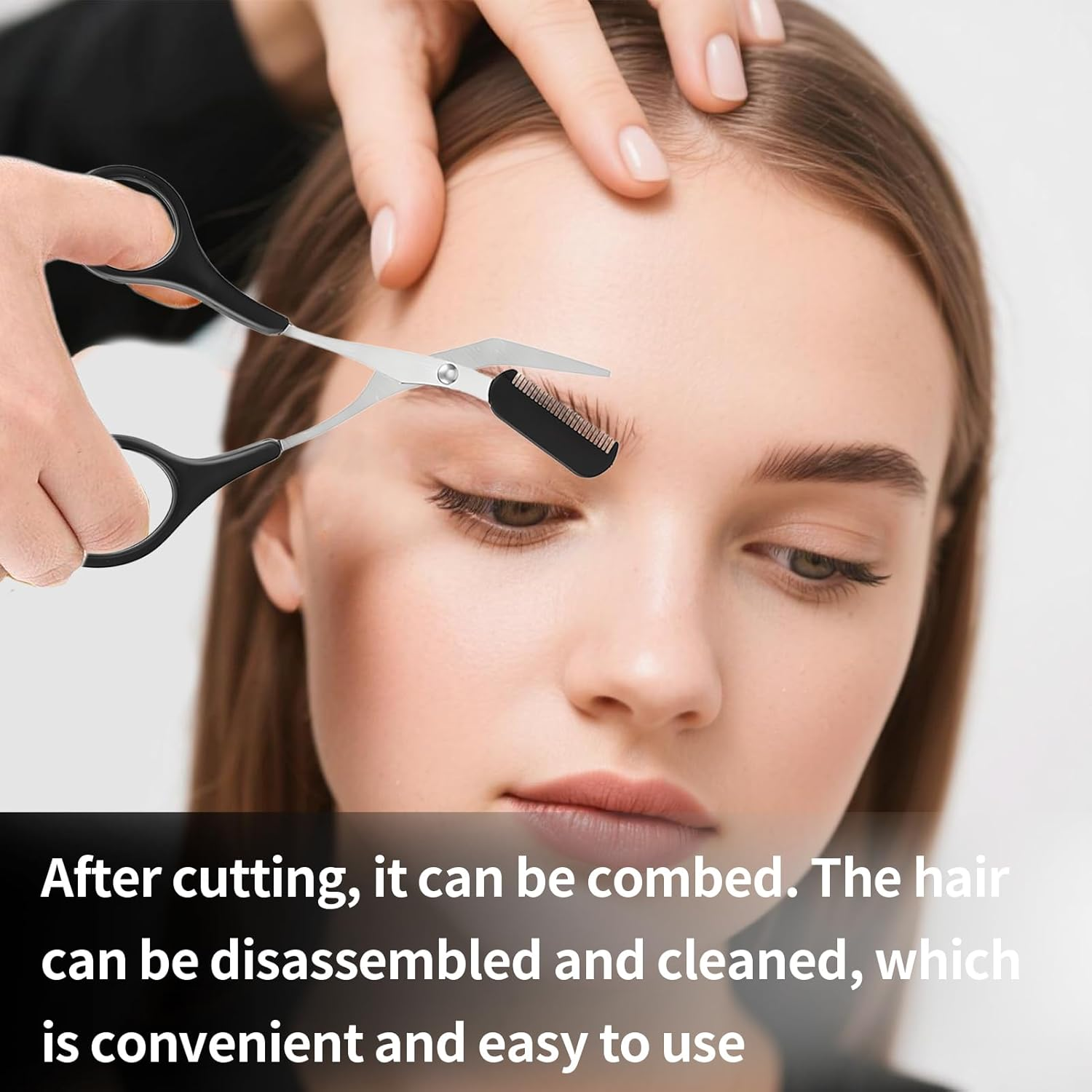 Pack of 2 Eyebrow Scissors, Eyebrow Scissors for Women, Professional Eyebrow Scissors, Eyebrow Trimmer, Eyebrow Scissors with Comb, Precision Trimmer for Men and Women image number 1