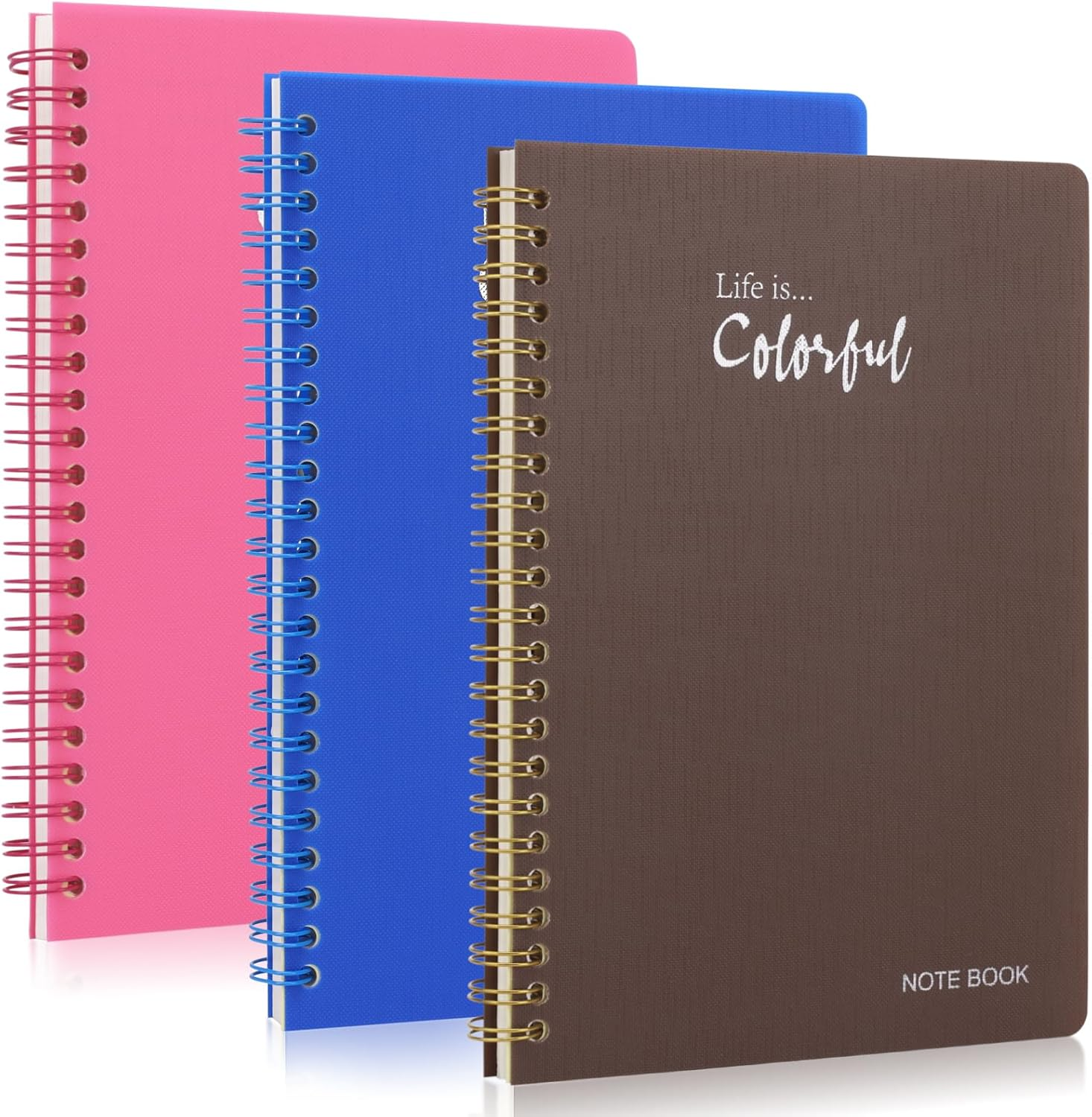 FYY A5 Spiral Notebook Set of 3 - Spiral Journal College Ruled Coil Notebook for School & Work with Hardcover and 80 Sheets/160 Lined Pages, 6 &times; 8 Inch, Marble