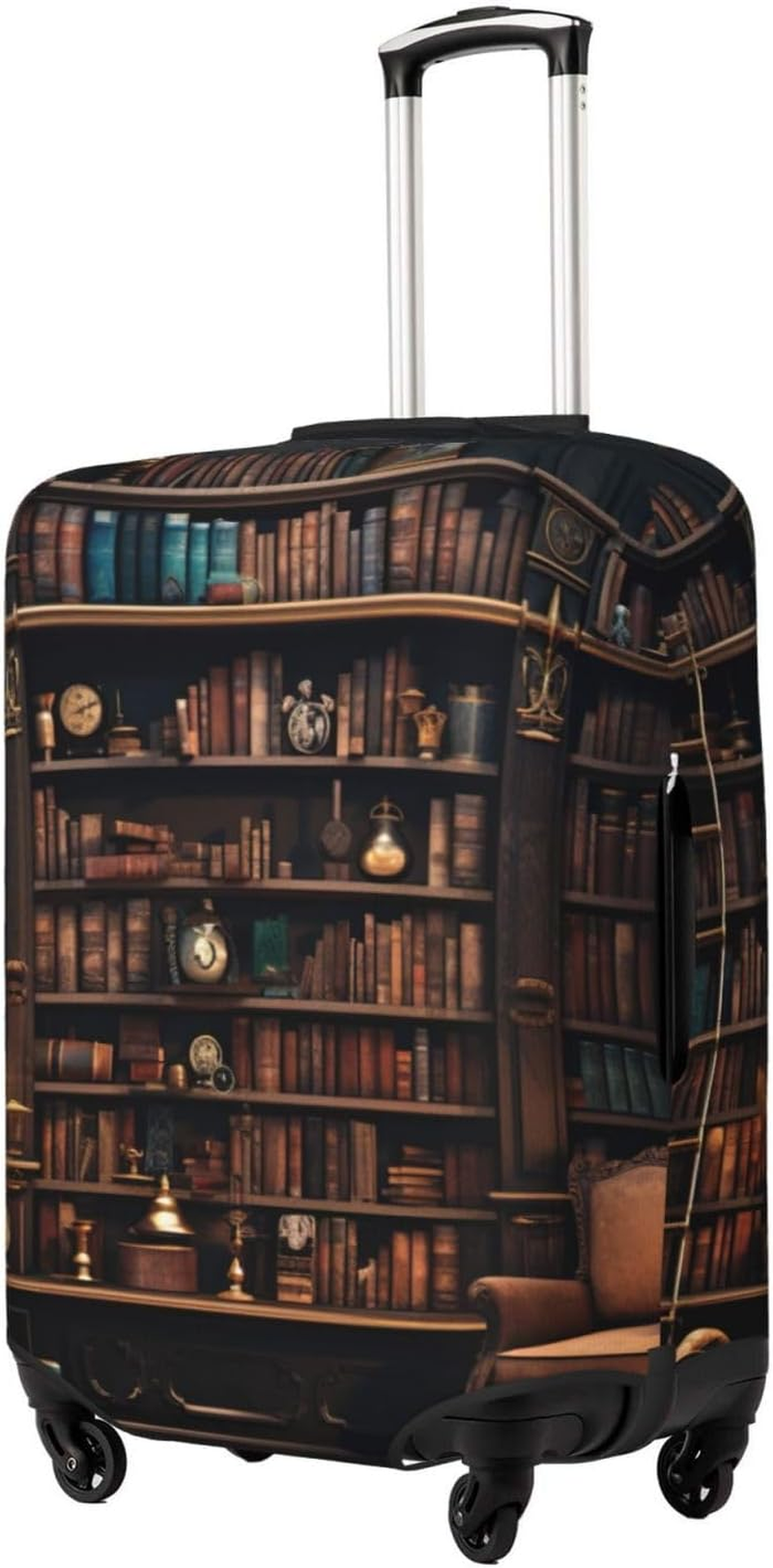 Tamiger Library Bookshelf Print Elastic Washable Baggage Protector Universal Suitcase Cover Travel Luggage Cover, Black, L image number 6