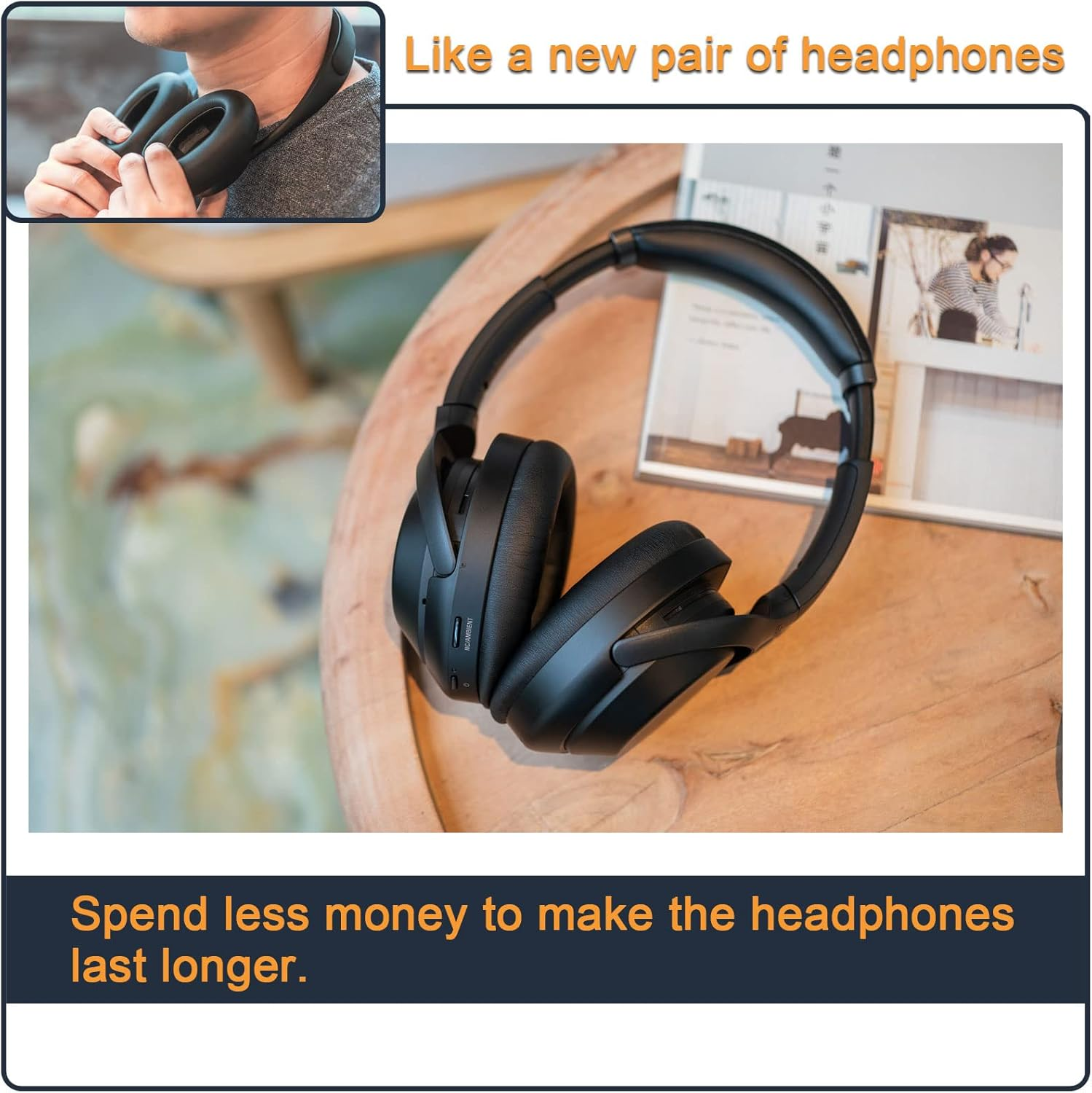 Earpads Cushions Replacement for Sony WH-1000XM3 Over-Ear Headphones, Compatibel WH1000XM3 Ear Pads with Softer Protein Leather, Noise Isolation Memory Foam - Silver image number 2