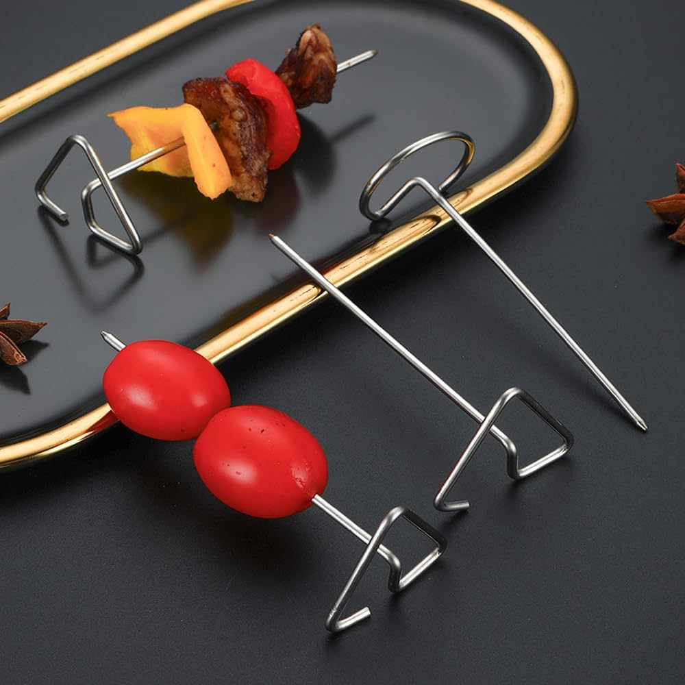Walquicks 20 Pcs Air Fryer Chicken Stainless Steel Skewers, Skewers Vertical Stainless Steel Skewers Sticks, Reusable Metal Meat Skewers Household Air Fryer Skewers for Meat Reusable BBQ Sticks image number 5