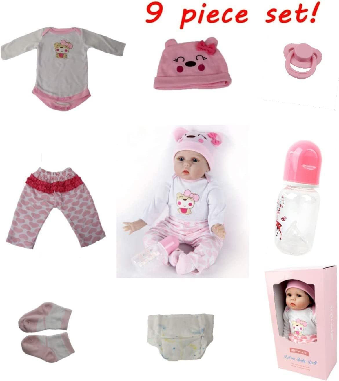 ZIYIUI Lifelike Reborn Baby Dolls 22 Inch 55Cm Soft Silicone Vinyl Weighted Cloth Body Realistic Reborn Dolls Toddler Girls image number 6