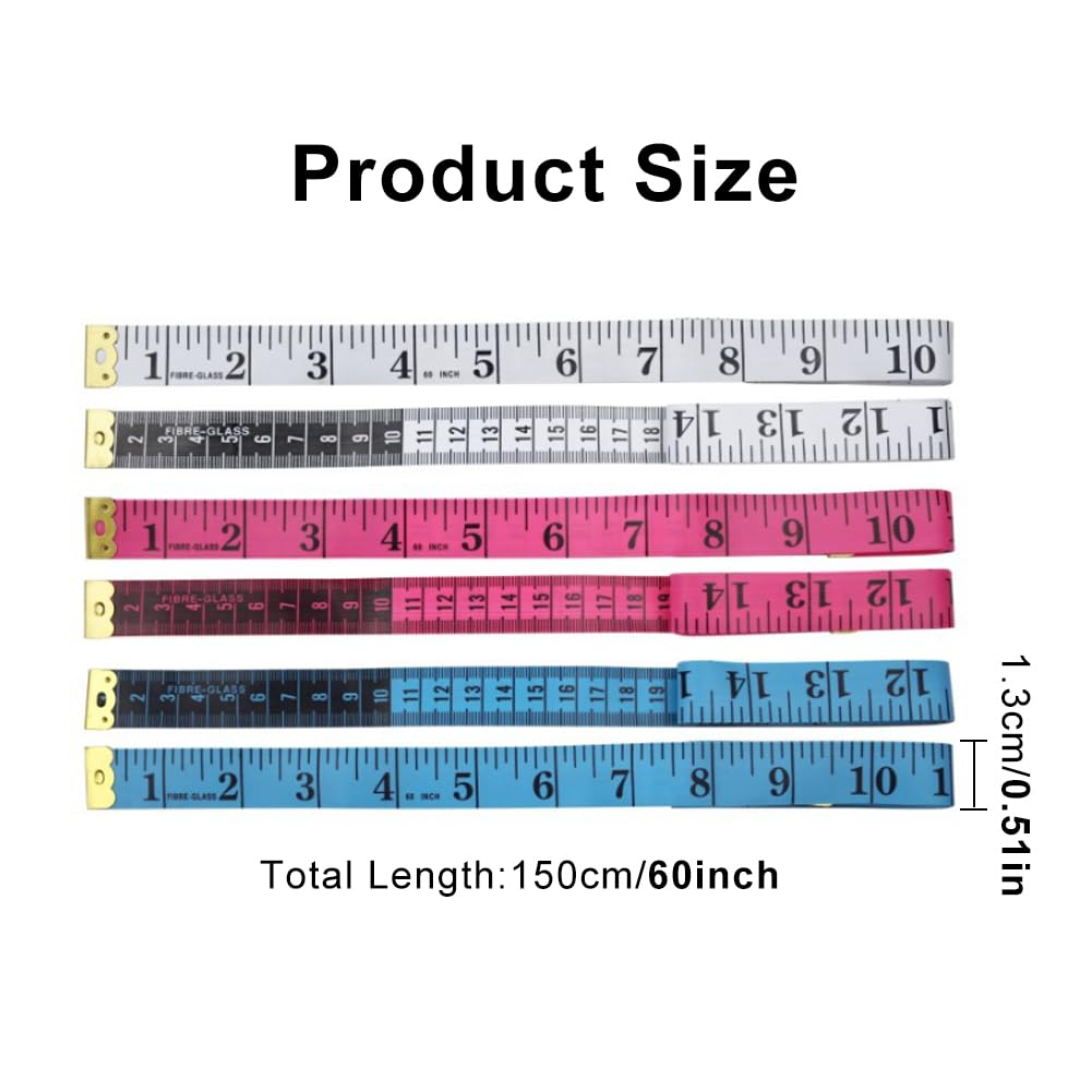 Body Measuring Tape, 3 PCS Dual Sided Soft Tape for Body Sewing Fabric Tailor, 60Inch/150Cm, 3 Colors image number 5