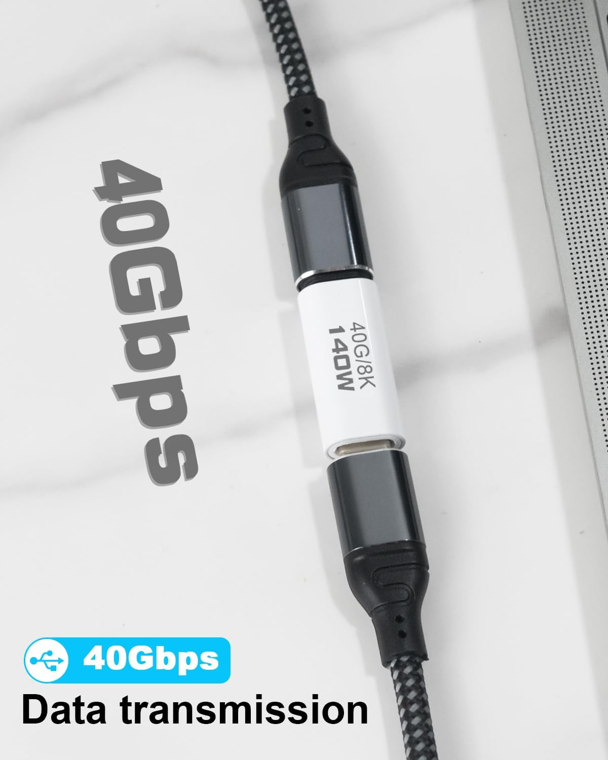 Duttek USB C Coupler 40G, USB C Female to Female Adapter PD 140W, USB C to USB C Adapter with 8K@60Hz Video Display Compatible for Thunderbolt 4/3, Macbook Pro/Air, Ipad, Laptop, Phones (2Pack)