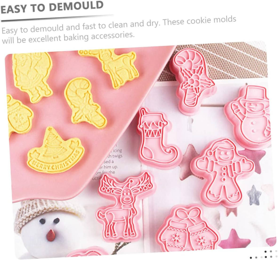 8Pcs Christmas Cookie Cutters Xmas Baking Mold Xmas Baking Supplies for Homemade Cookie Molds Festive Decorations image number 1