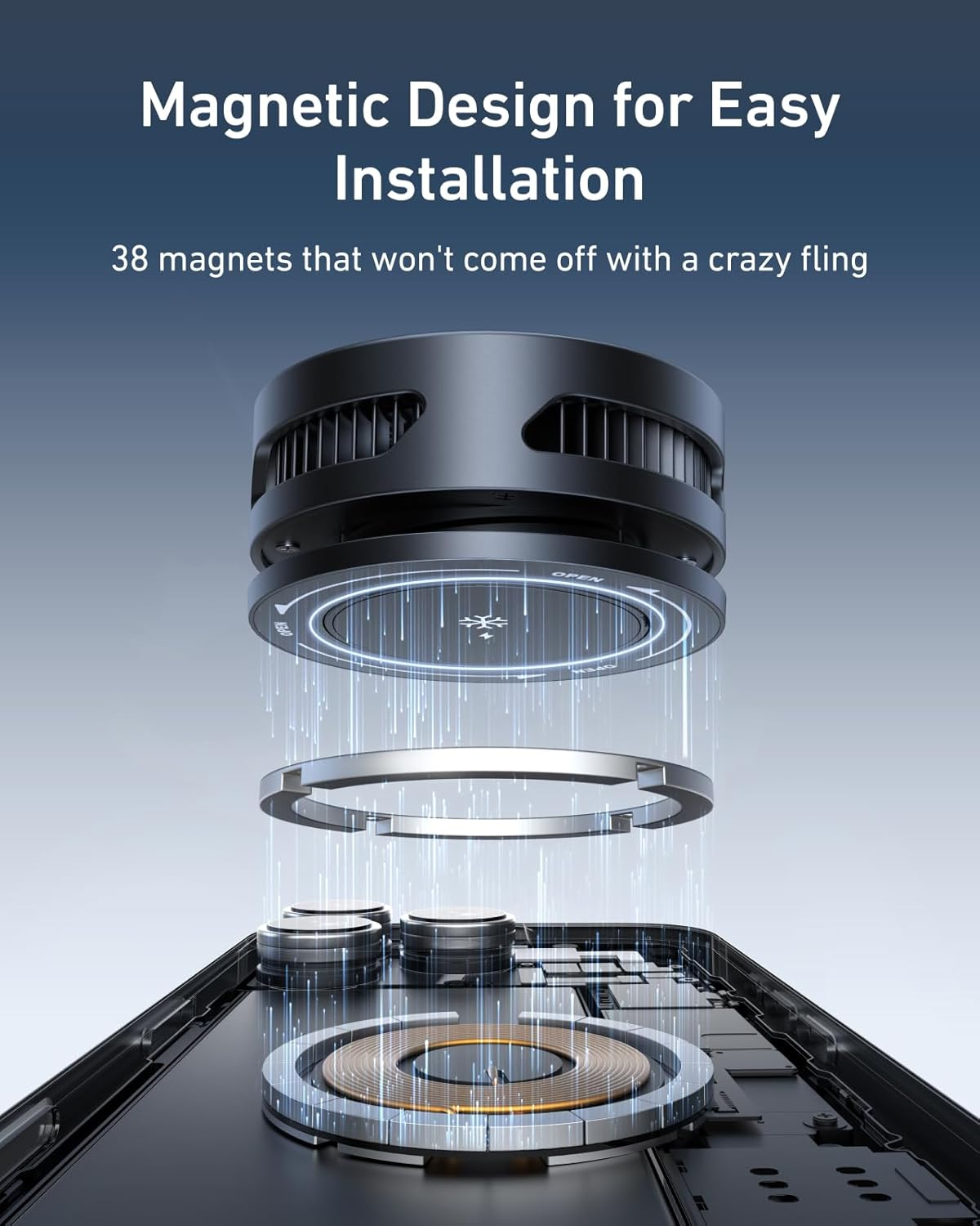 TELESIN Magnetic Phone Cooler Pro for Gaming and Live Streaming, Cell Phone Cooling Fan Portable Phone Radiator Cooling Fan for Magsafe, for Iphone/Android Magnetic Neck Mount image number 4