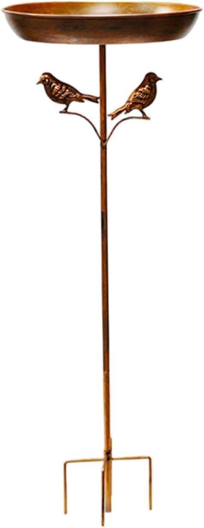 Metal Bird Bath Bowl, Vintage Freestanding Birdbath, outside Heavy Duty Garden Birdfeeder Stake Decoration, Sturdy Garden Birdbath, for Outdoors Patio Yard Lawn Wild Bird Watcher Bird Lovers (Copper) image number 1