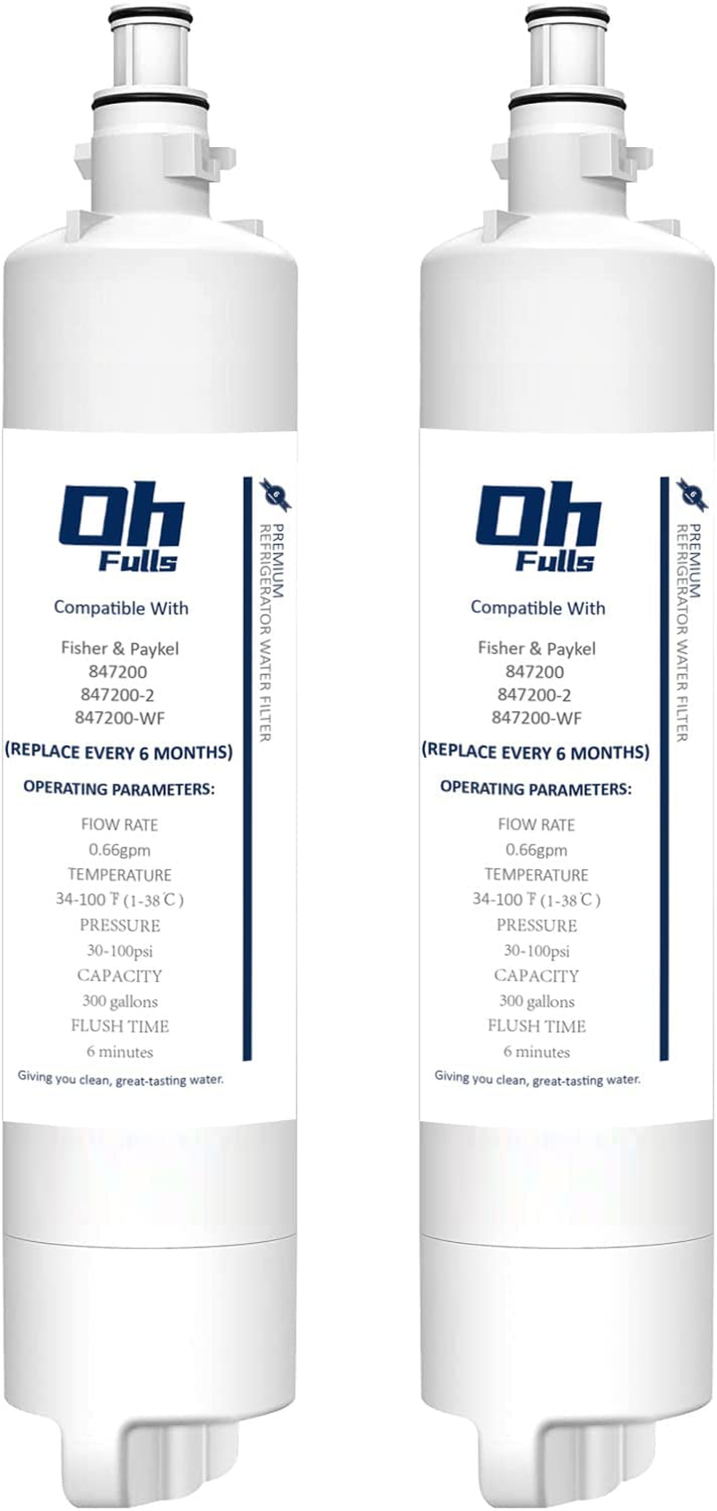 OHFULLS Refrigerator Water Filter 847200, Compatible with Fisher Paykel 847200 Fridge Water Filter External, 847200-WF 847200WF 847200-2 FWC3 EFF-6049A RF522ADUX5 RF522WDRUX5 RF522BRDUB5, 2-Pack image number 5