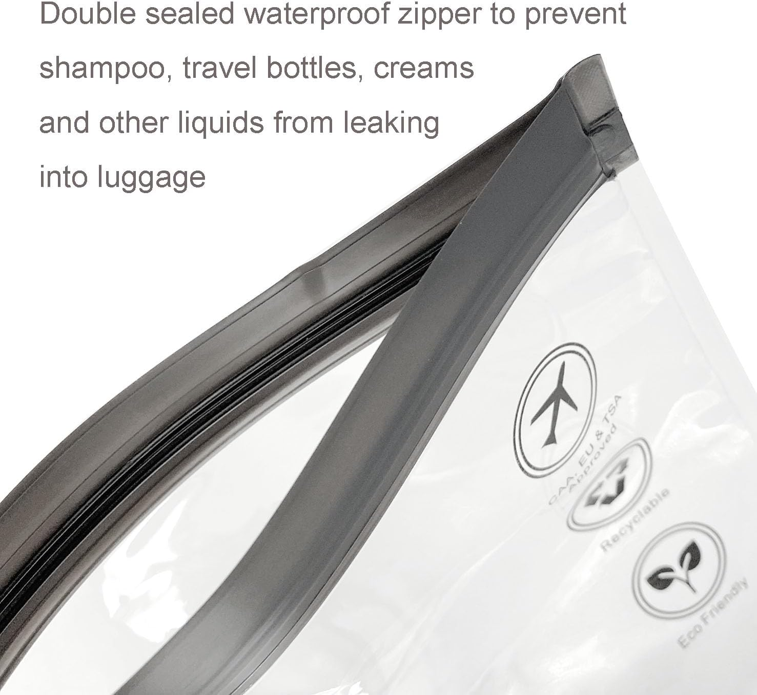 YUESUO Toiletry Bag Cosmetic Pouch Waterproof Pouch,Quart-Size Carry-On Small Handy Bag for Toiletries for Women Men(2Pcs Black/Grey) - 4Pcs Black/Grey image number 5