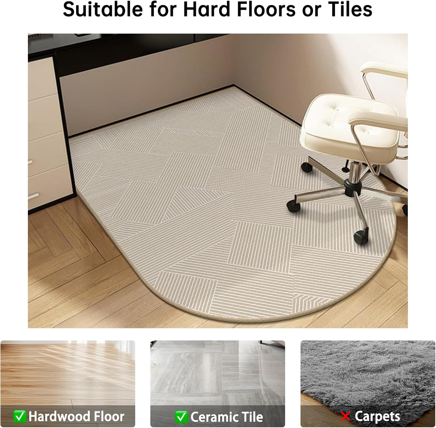 Office Chair Mat for Carpet and Hardwood Floors, 120X80Cm, Oversized Non-Slip Computer Desk and Chair Protector, Multi-Purpose Floor Protector for Home Office image number 3