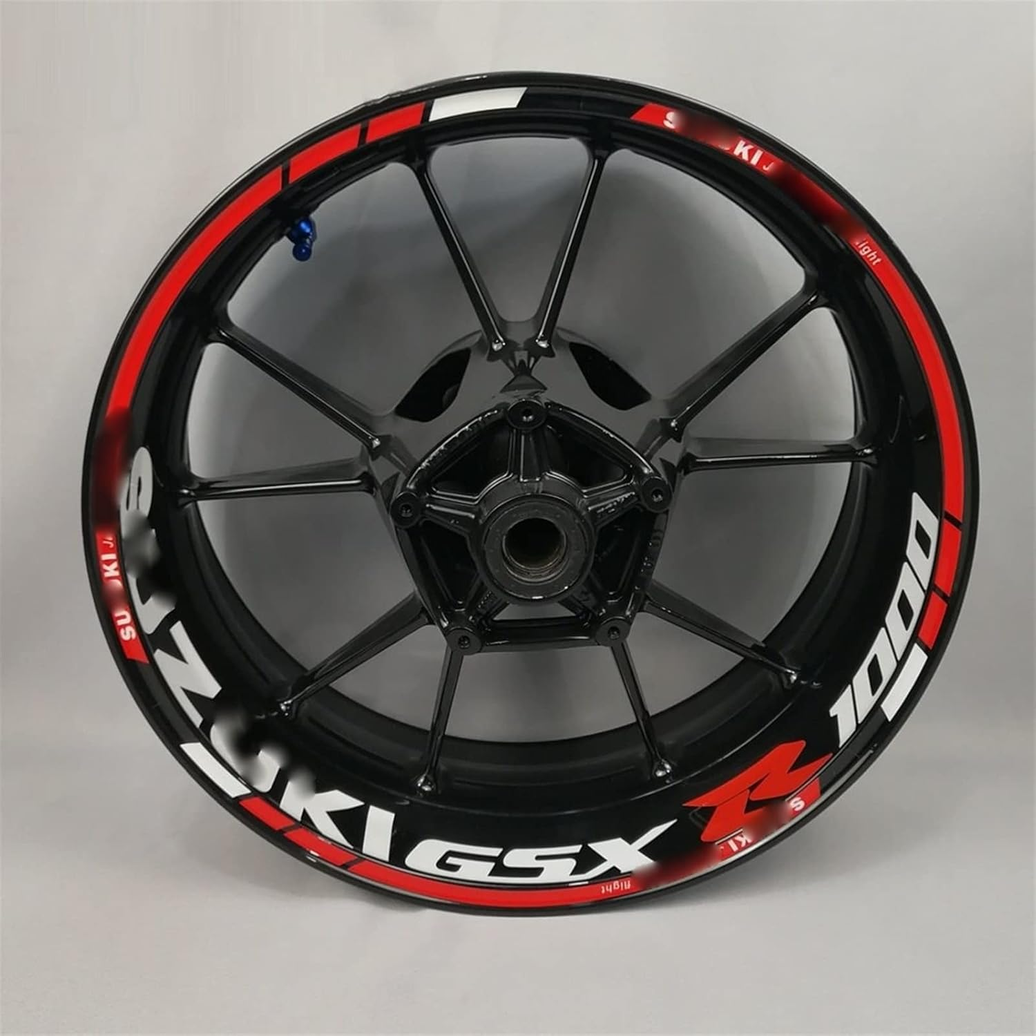 Stickers for Suzuki GSX R1000 Motorcycle Wheel Stickers Rim Reflective Decals Logo Accessories 17 Inch (Color : Black)