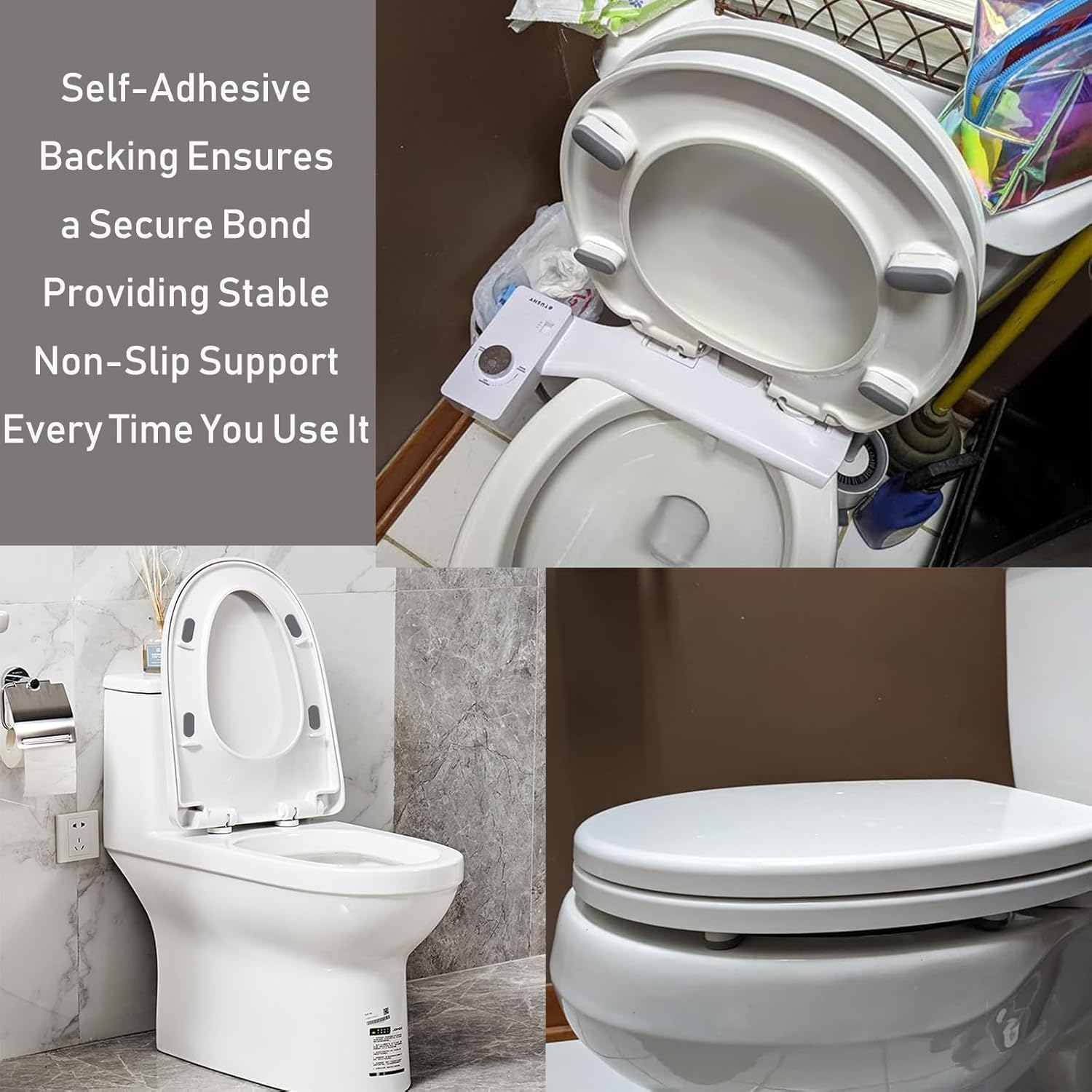 4 Pack Universal Toilet Seat Bumpers, Compatible with All Toilet Models, Equipped with Durable Adhesive image number 2