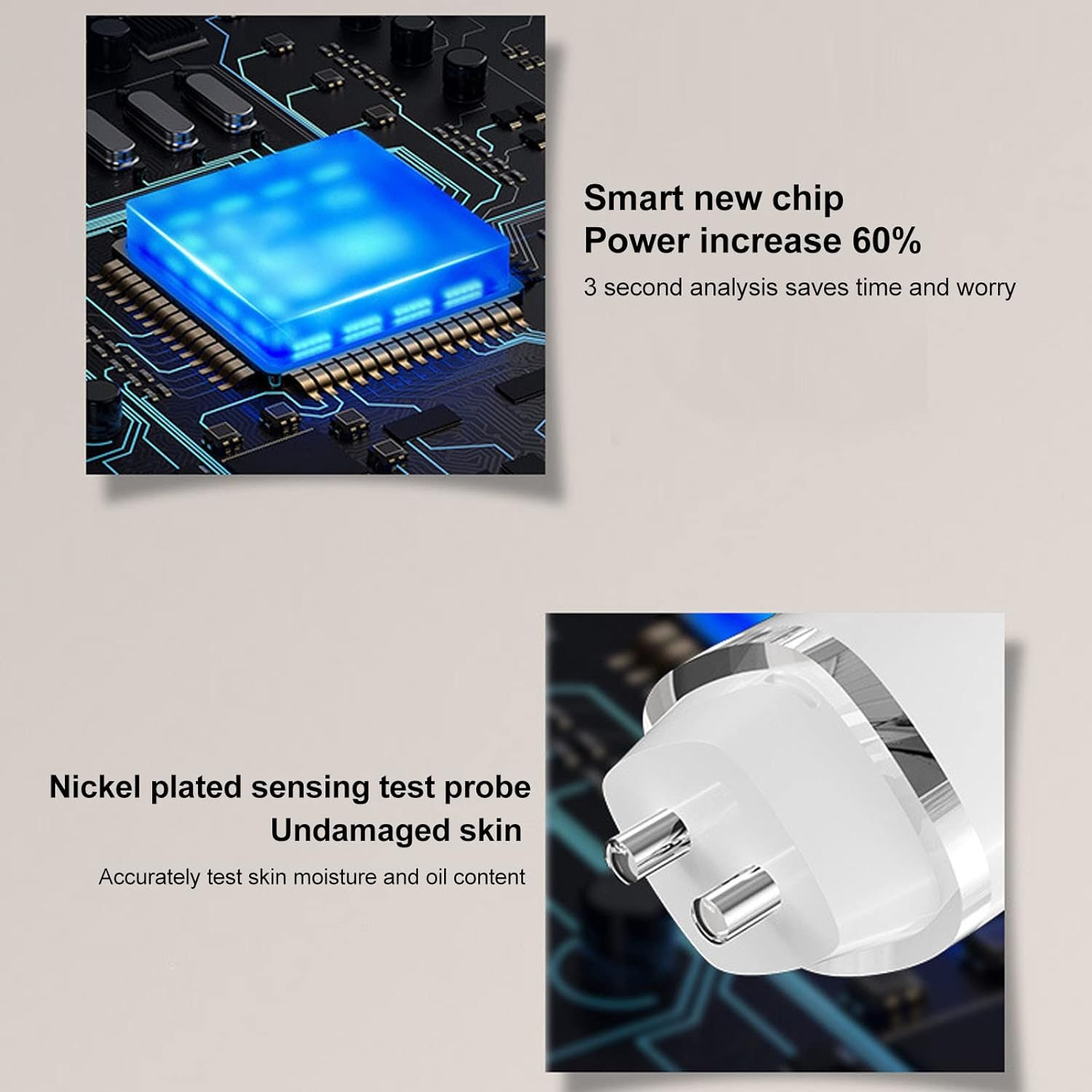 Skin Analyzer Moisture Tester, Portable Handhold Facial Moisture Meter, Skin Care Water Oil Tester Detector, USB Digital Moisture Sensor for Beauty Salon Spa Home Traveling image number 5