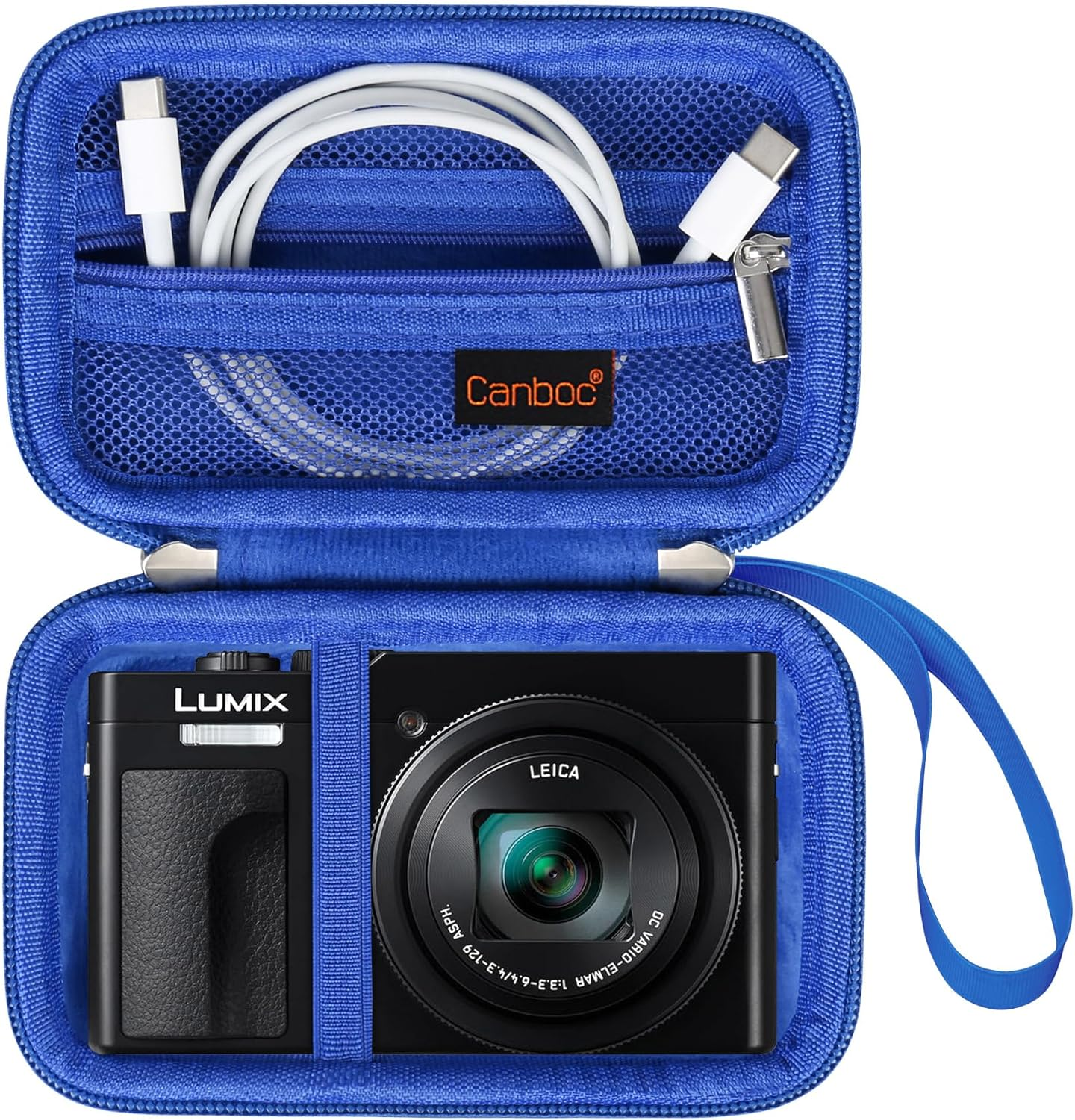 Canboc Carrying Case for Panasonic LUMIX TZ99/ ZS99/ LX10/ ZS80/ ZS100/ ZS70/ ZS200/ ZS60 4K Digital Camera, Point and Shoot Camera Bag, Zipper Mesh Pocket Fits USB Cable, Batteries, Black
