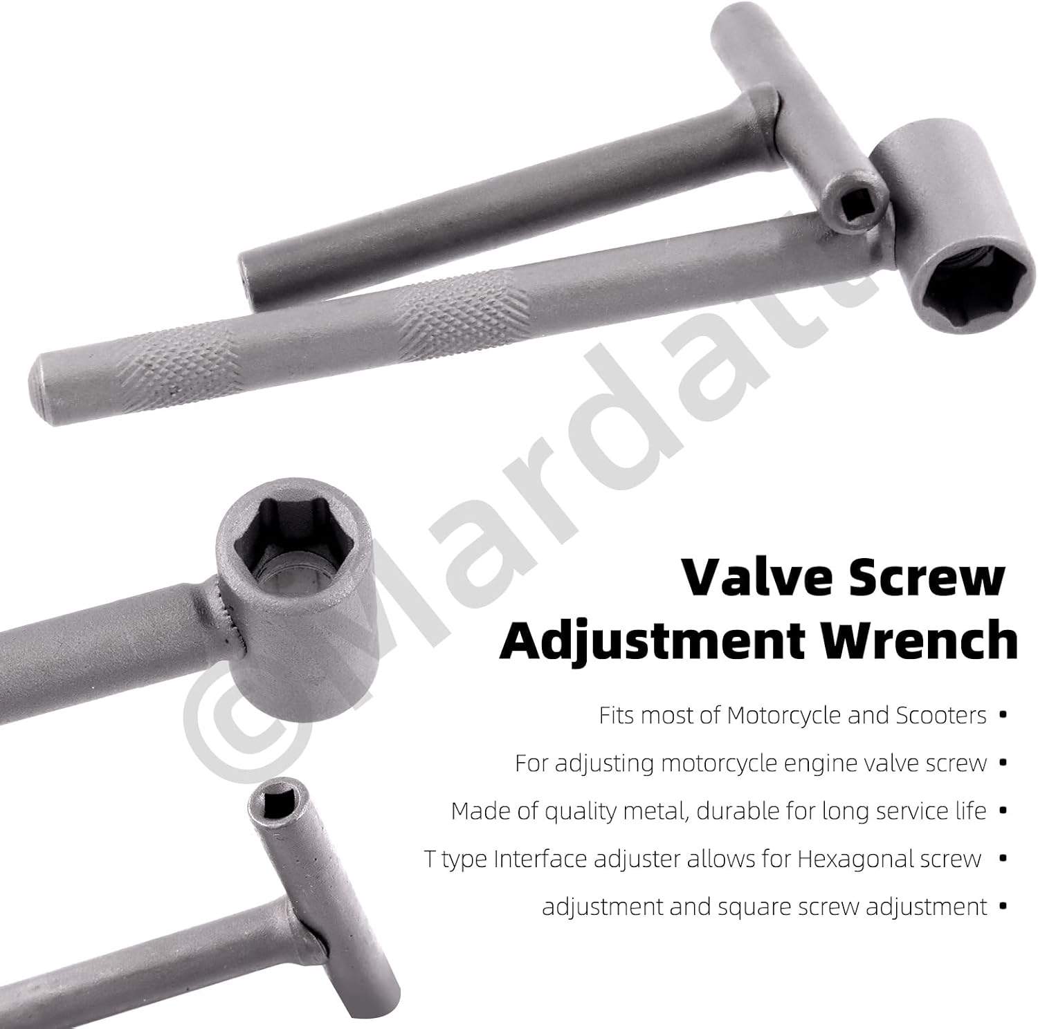 4Pcs Motorcycle Engine Valve Adjustment Tool Kit Includes Straight and Bent Feeler Gauges Square Hexagonal Hole Tool and T Type Spanner, Engine Valve Screw Repair Wrench & Feeler Gauge image number 5