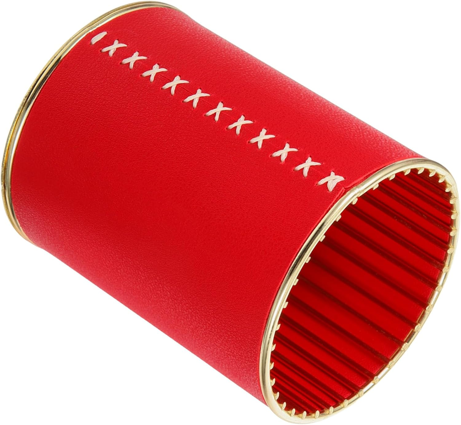 SECFOU Stylish Makeup Brush Storage Tube Desk Organizer Storage Box Leather Pen Holder image number 2