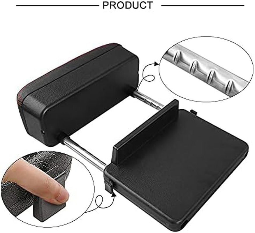 SENYAZON Car Console Armrest Box Arm Rest Height Adjustable Comfort Elbow Pad Armres Storage Organizer Box (Black Red Line) image number 2