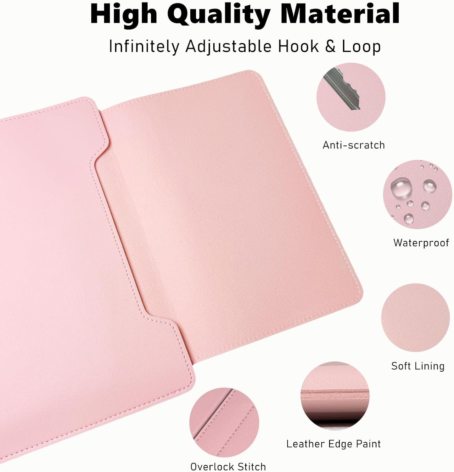 3-In-1 New Leather Laptop Sleeve Cover, with Stand Mouse Pad & Small Bag, Notebook Computer Protective Cover Slim Case for Macbook Air/Pro HP Dell ASUS Lenovo (13/14 Inch, Pink) image number 5