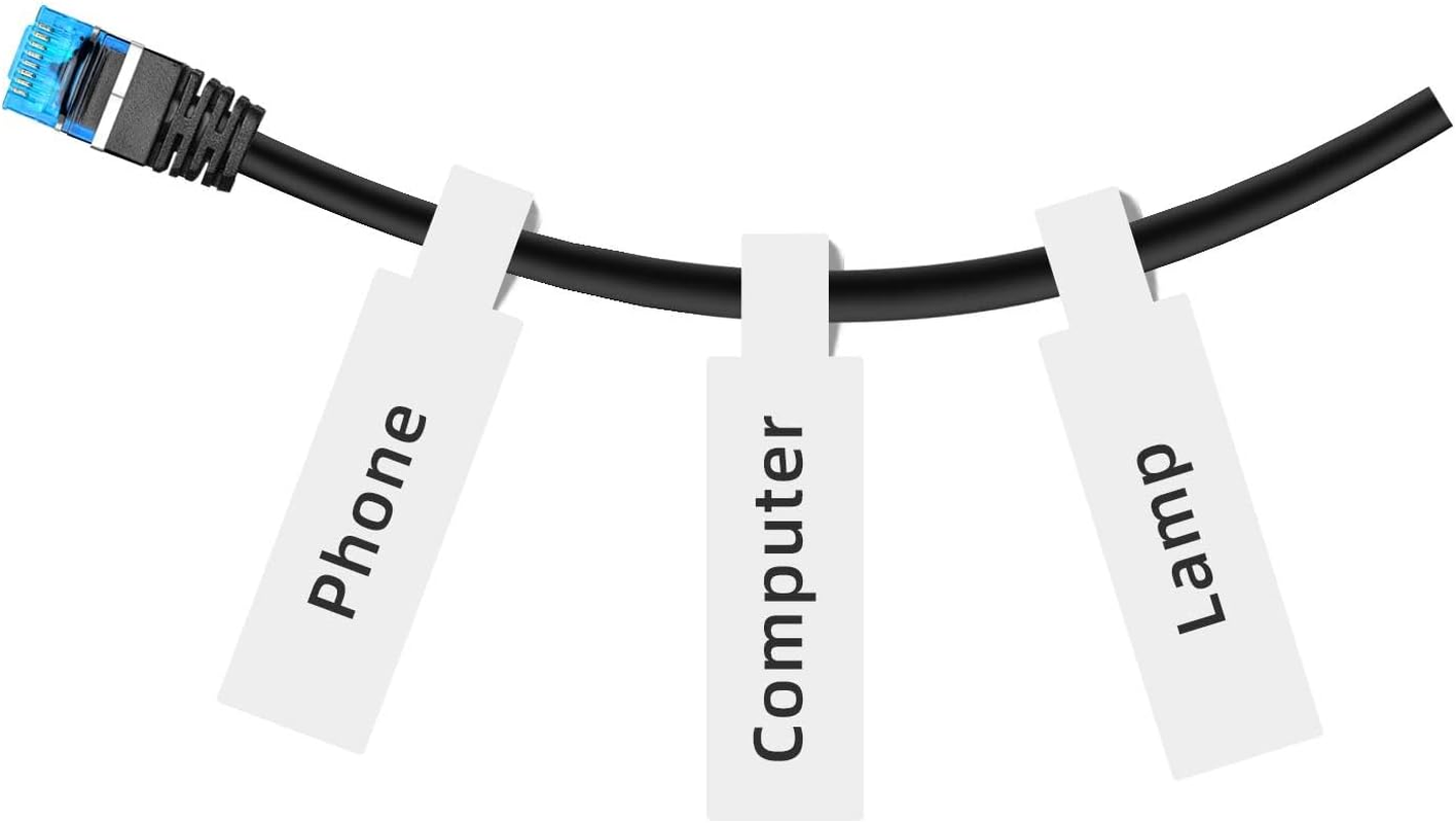 NIIMBOT Cable Label Maker Tape (0.49" X 4.29") Printer Sticker Paper with Self-Adhesive for D11/D110/D101/H1S Label Maker,1 Roll of 65 (White)