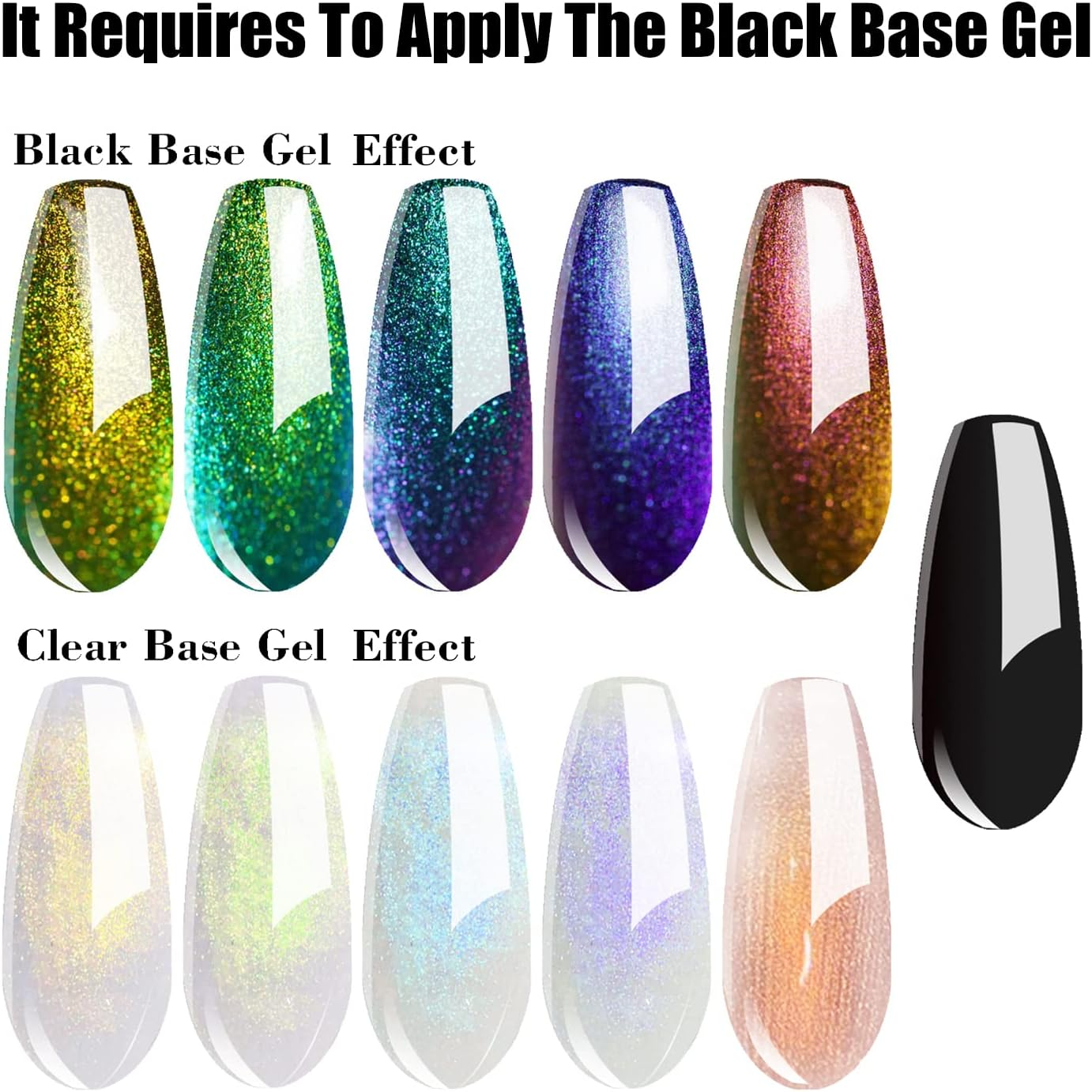 Vishine Chameleon Gel Nail Polish Set Holographic Glitter Polish Sparkle Shimmer Nail Art Polish with Black Base Gel Polish Multicolored Nail Art DIY 8Ml 6Pcs image number 1