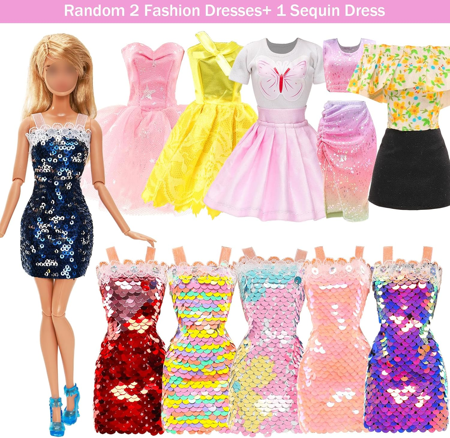 Barwa 110 Doll Clothes and Accessories Fashion Dresses Tops Pants Outfits Party Gown Mini Dresses Swimsuits Bikini Shoes Princess Wings Hangers Handbag for 11.5 Inch Doll