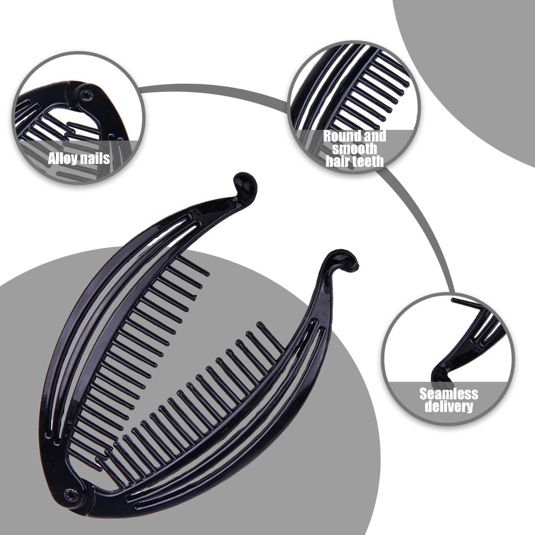 Pack of 3 Banana Clips Hair Clips Banana Fish Combs Fish Clips Banana Clip Hair Tinted Comb Handle Size 14 Cm for Women Girls Vintage Fishtail Hair Clip French image number 1