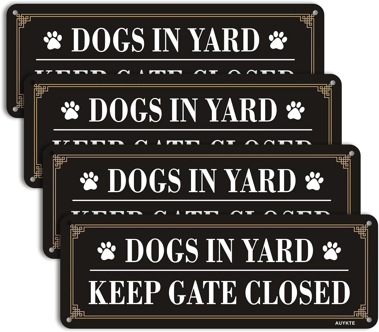 4 Pack Dogs in Yard Please Close Gate Sign, 10X3.5 Inches Aluminum Reflective Metal Sign, Keep Gate Closed Sign, Waterproof, Easy Mounting ﻿ image number 5
