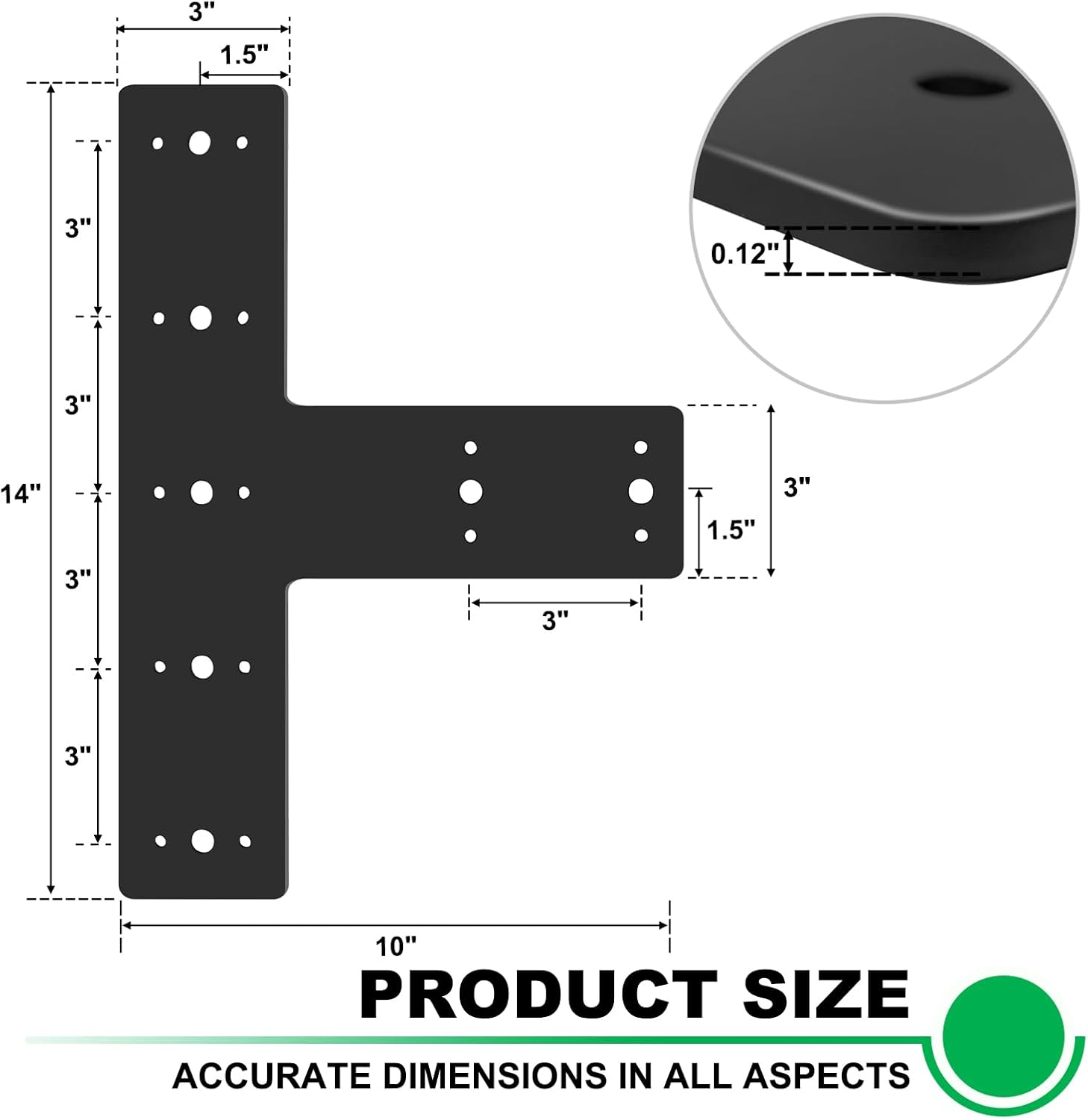 Andorm T Shape Post Bracket - Heavy Duty for Wood 4X4,6X6 Lumber Pergola - Powder Coated, Black image number 6