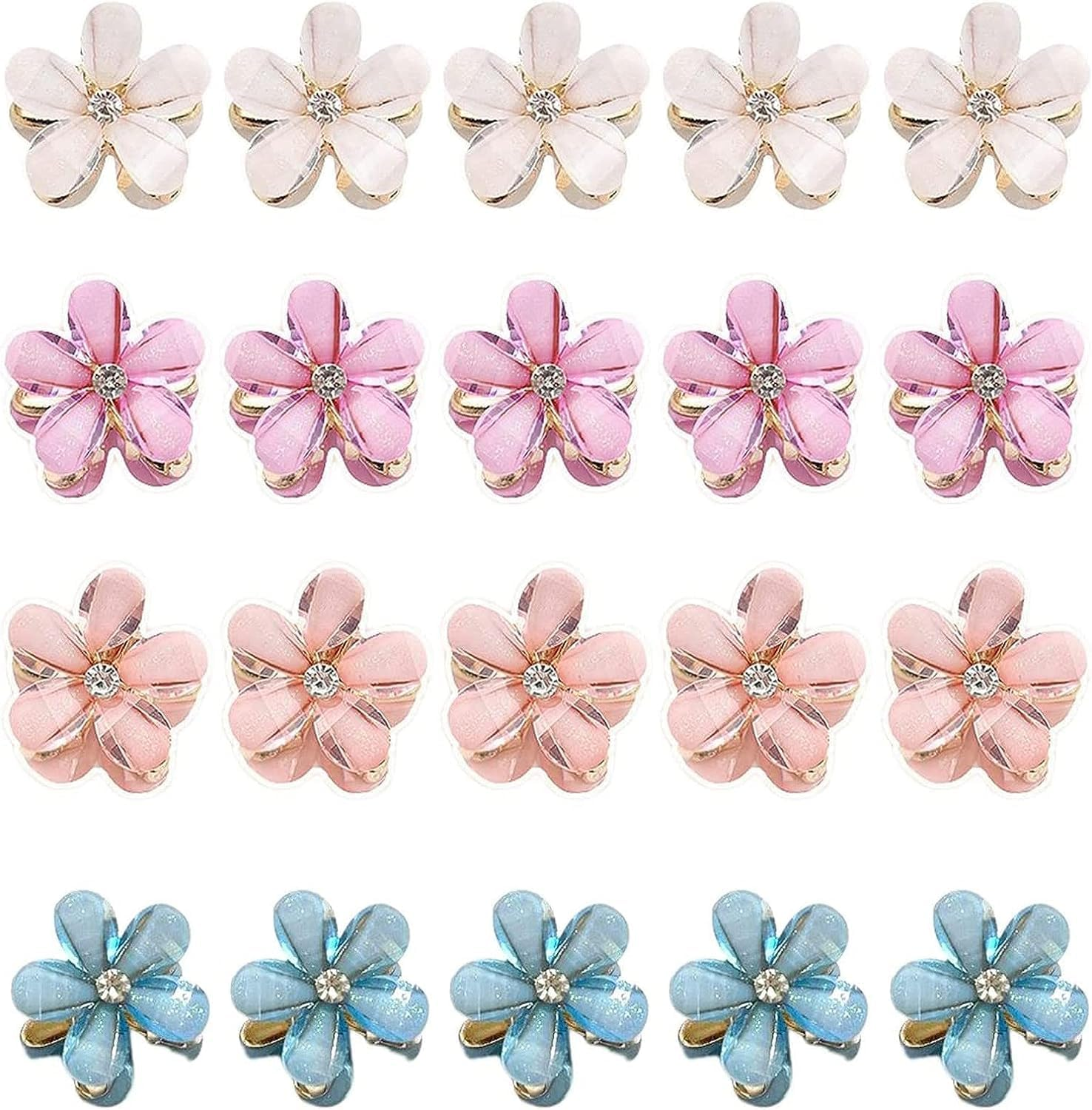 20 Pcs Mini Pearl Hair Claw Clip, Betterjonny Pearl Hair Barrettes Flower Pins Clips with Daisy Flower Design Sweet Cute Bangs Hair Barrettes Hair Accessories for Women Girls