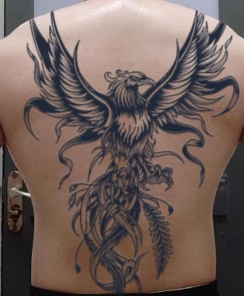 Phoenix Wings Full Back Semi-Permanent Herbal Tattoo Sticker High-Grade Simulation Juice Non-Reflective image number 3