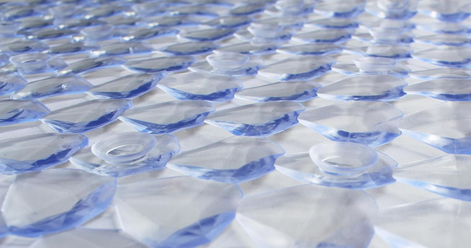 Splash Home Diamond Bathtub Mat Non-Slip, Shower Mat with 58 Suction Cups and Drain Holes Bath Mat for Tub, 27 L X 15 W Inches, Machine Washable, PVC - Clear - Clear image number 3