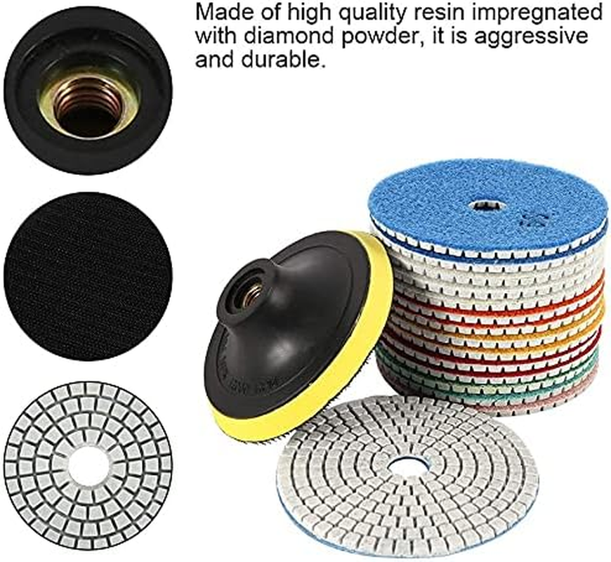15Pcs Diamond Polishing Pads Kit 4 Inch 100Mm Wet/Dry for Granite Stone Concrete Marble Polishing Use Grinding Discs Set for Granite Marble Concrete Stone Buffing Polishing image number 3