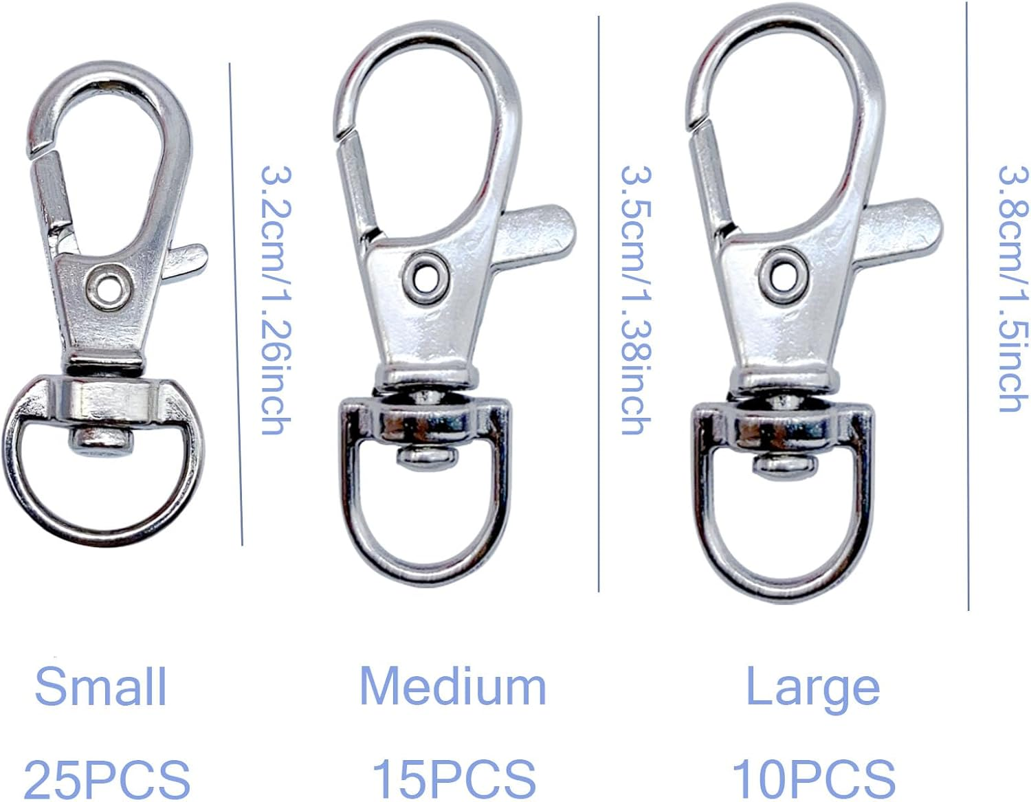 YUESUO 100PCS Metal Swivel Snap Hooks with Key Rings 50PCS Lobster Claw Keychains Clasps and 50PCS Large Key Chain Ring for Keychain Clip Lanyard, Jewelry Making, Crafts, Silver image number 4