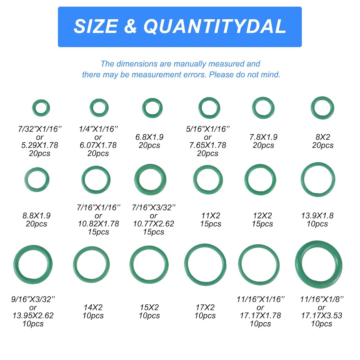 DIANN 270Pcs O Ring Kit Rubber 18 Sizes O-Ring Car Auto Vehicle Repair Air Conditioning Compressor Seals Assortment Kit image number 1