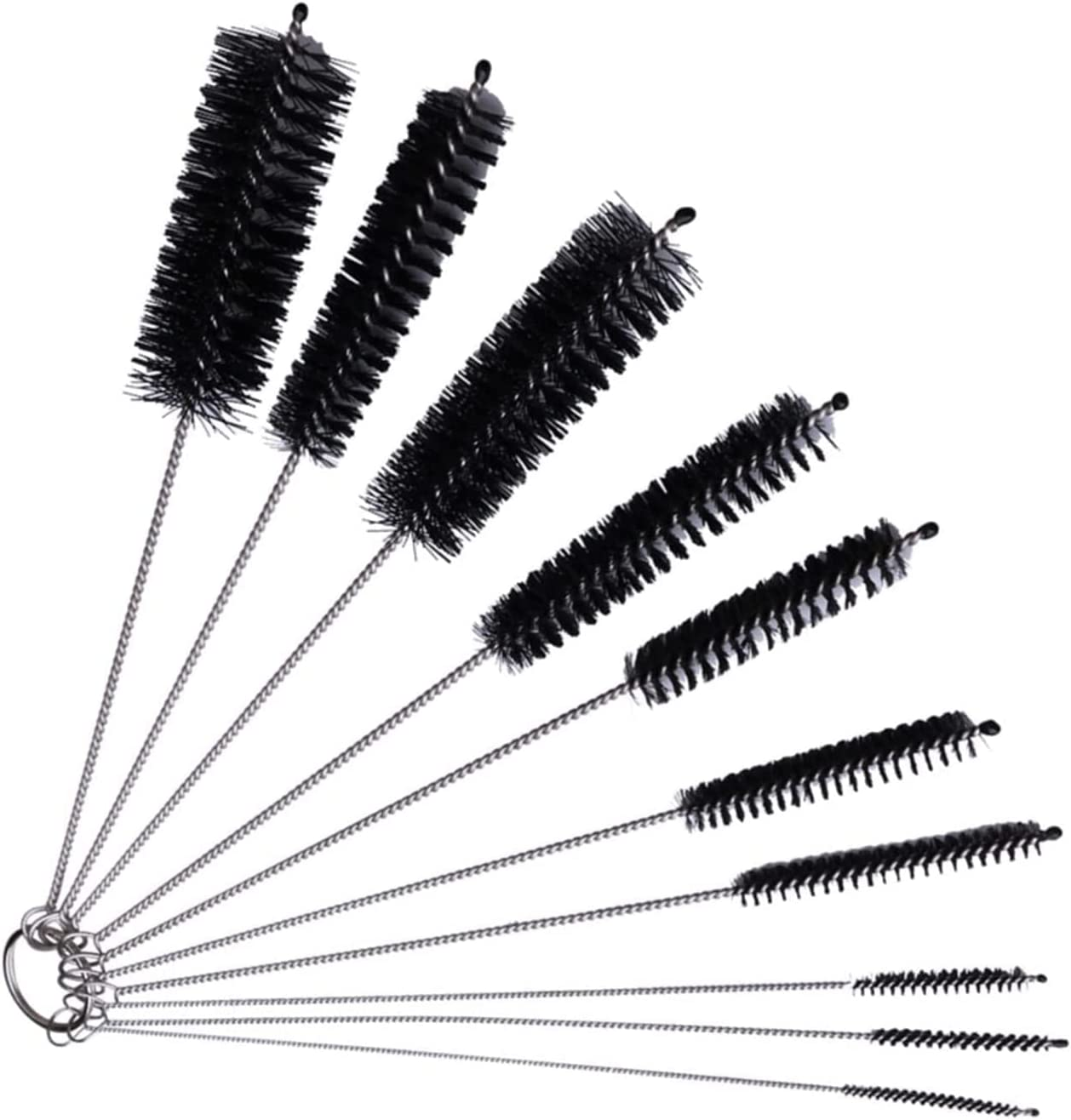 Straw Cleaner Brush,H HOME-MART 10Pcs Drink Straw Cleaning Brush Kit,Extra Long Pipe Cleaner, Bottle Brush Cleaner for Tumbler, Sippy Cup, Bottle and Pipe Cleaners (Black) image number 2
