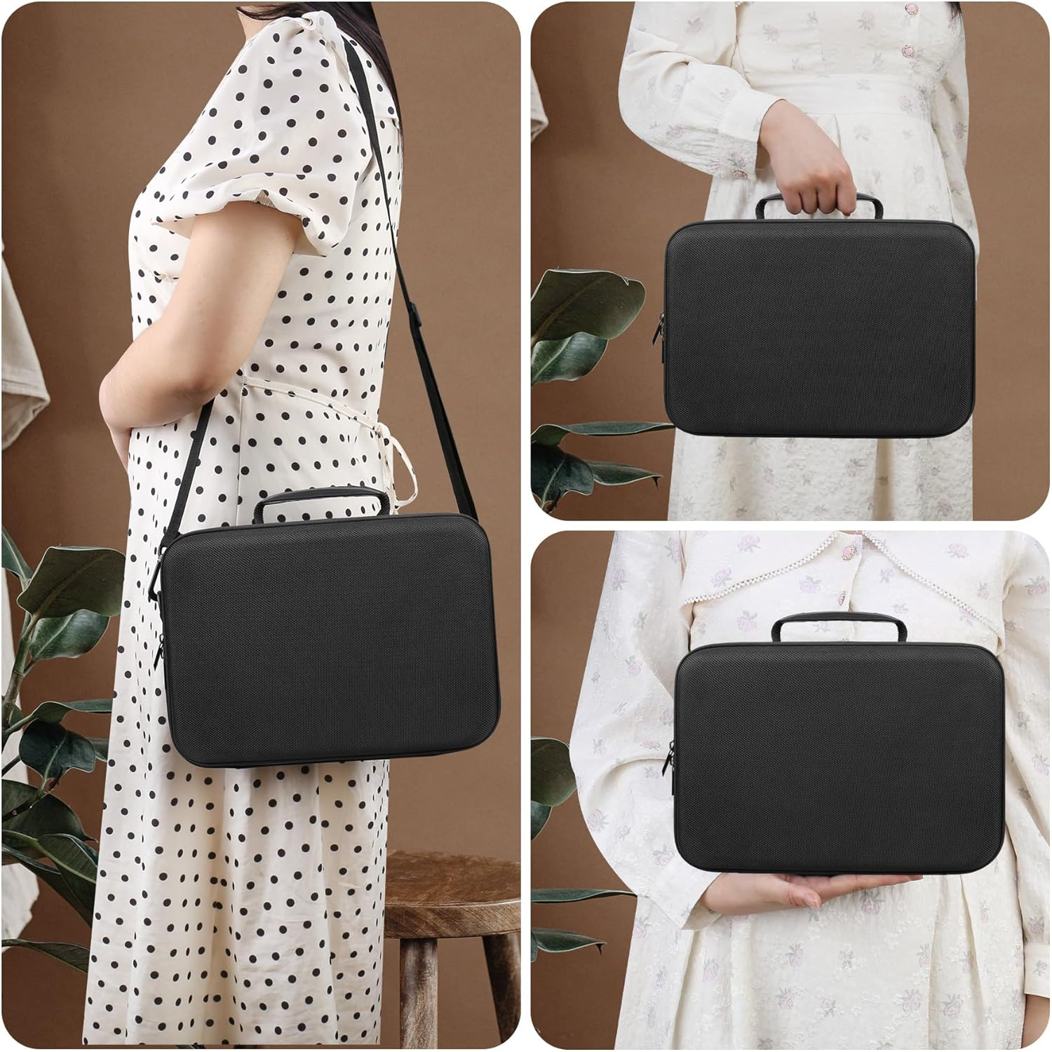 RAIALL Camera Case for Canon EOS Rebel T7/ R100/ R50V/ R50/ R5/ R6 Mark II/ R7/ R8/ 90D/ 5D Mark IV DSLR Camera, Lens, Tripod, Hard Protective Travel Bag with a Shoulder Strap and 5 Dividers, Black image number 4