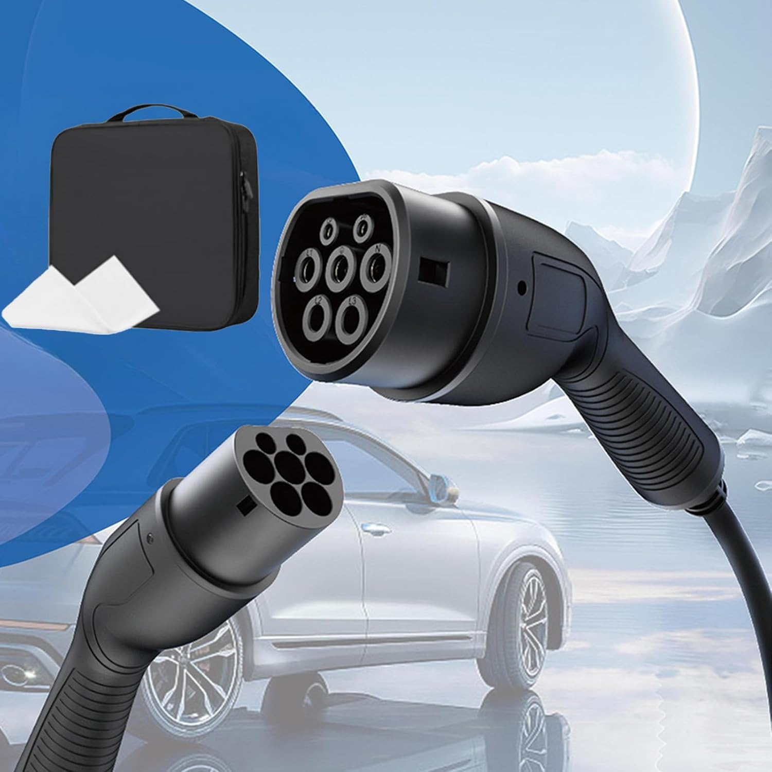 7JI Type 2 Charging Cable General 22KW to 32A 3-Phase 5M, Electric Car Charging Cable, Fast Charging with Carrying Case Compatible with All IEC-62196-2 for PHEV, BEV, EV image number 5