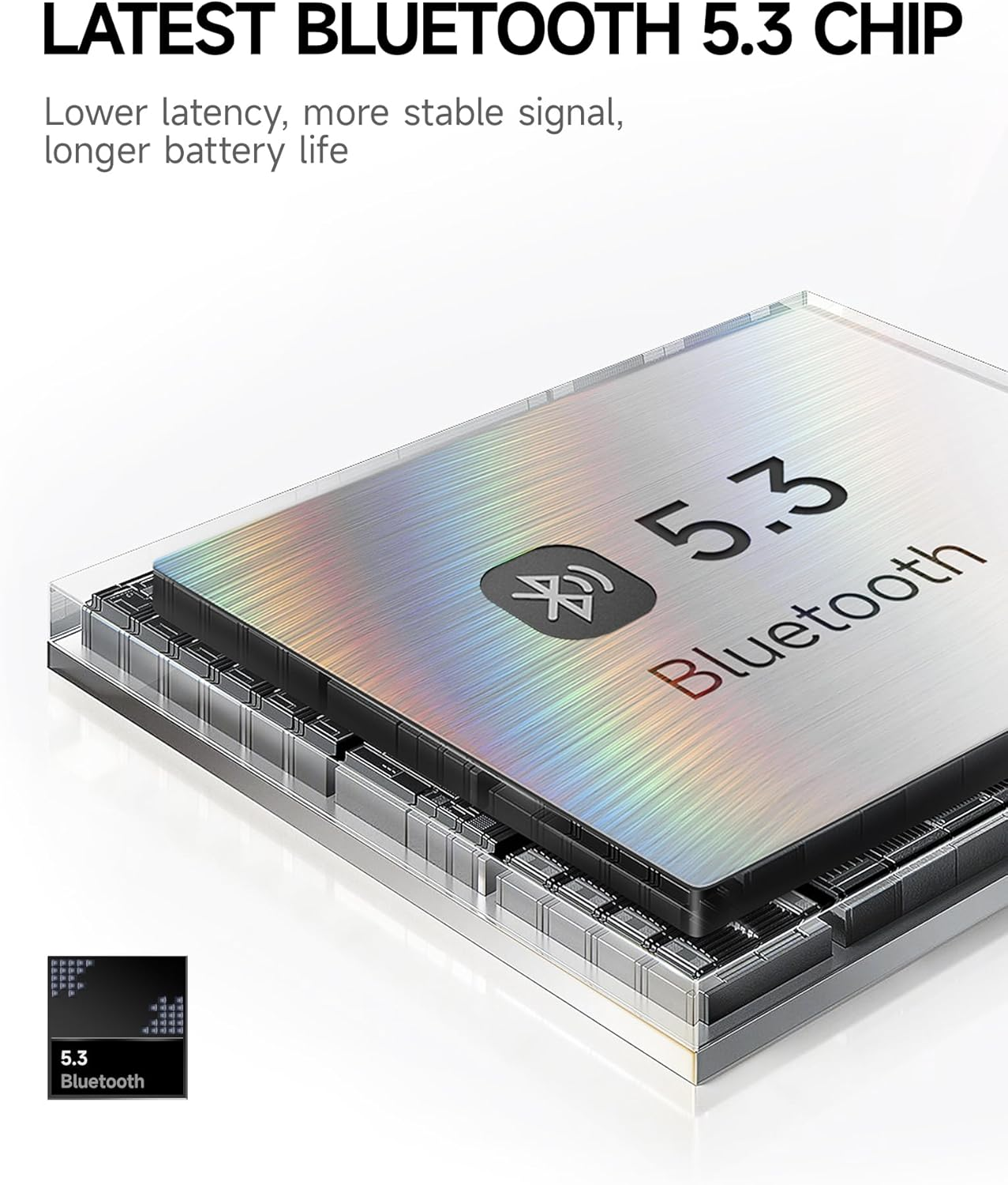 Picun B8 Bluetooth Headphones over Ear, 120H Playtime Wireless Earphone, 3 EQ Modes Low Latency, Hands-Free Calls, Deep Bass Headphones for Travel Home Office Mobile Phone PC image number 2