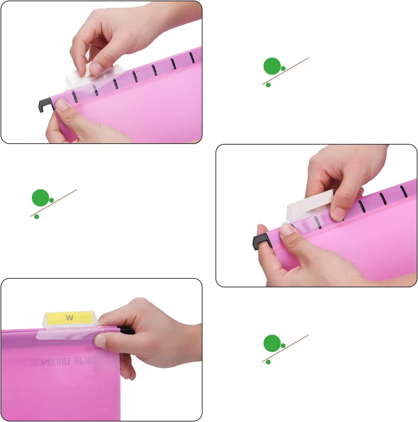 20PC White PP Filing Cabinet A4 Suspension Files Hanging Files Folders with Tabs and Inserts, Filing Cabinet Haning File for Office School Desktop File Storage, File Classification (White) - 20, 5 Colors image number 4