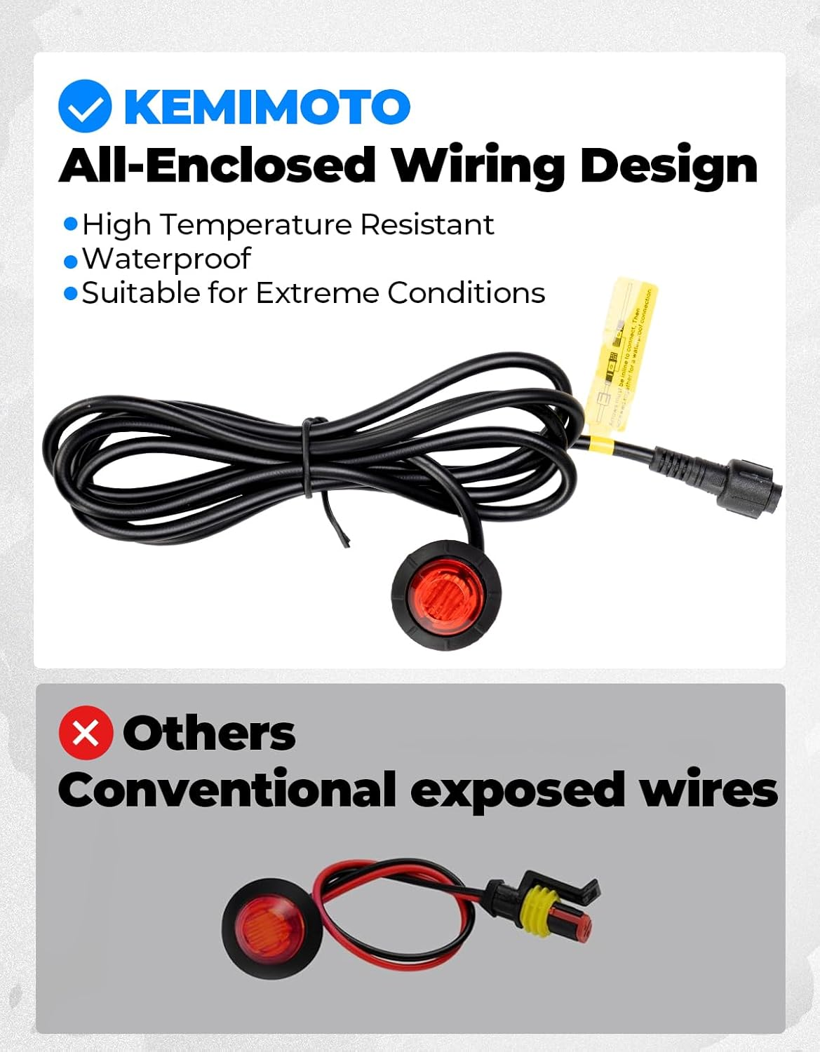 KEMIMOTO UTV Turn Signal Kit with 110D Horn, Pre-Wired, Plug and Play UTV Blinker with Rocker Switch, Hazard Light, Universal Street Legal Kit Compatible with Polaris, Can-Am, Kawasaki, CFMOTO image number 3