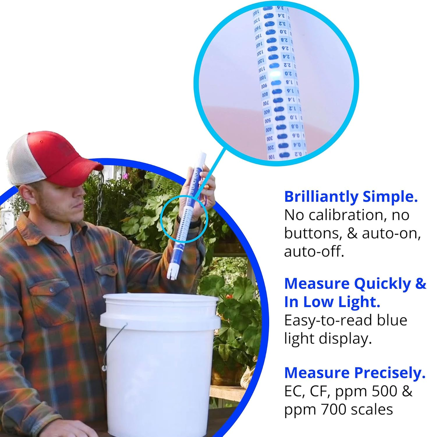 Bluelab Truncheon Nutrient Meter, Digital Conductivity Tester in Water (EC, 500, Ppm 700, CF, TDS) Tool for Hydroponic System and Indoor Plant Grow image number 5