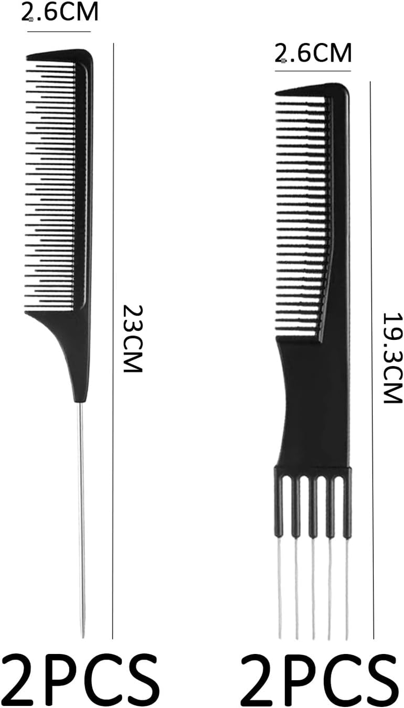 2 Pieces Needle Comb and 2 Pieces Pointed Tail Comb, Hair Comb, Women'S Comb, Protruding Comb, Fine Tooth Comb, Metal Comb, Forked Comb
