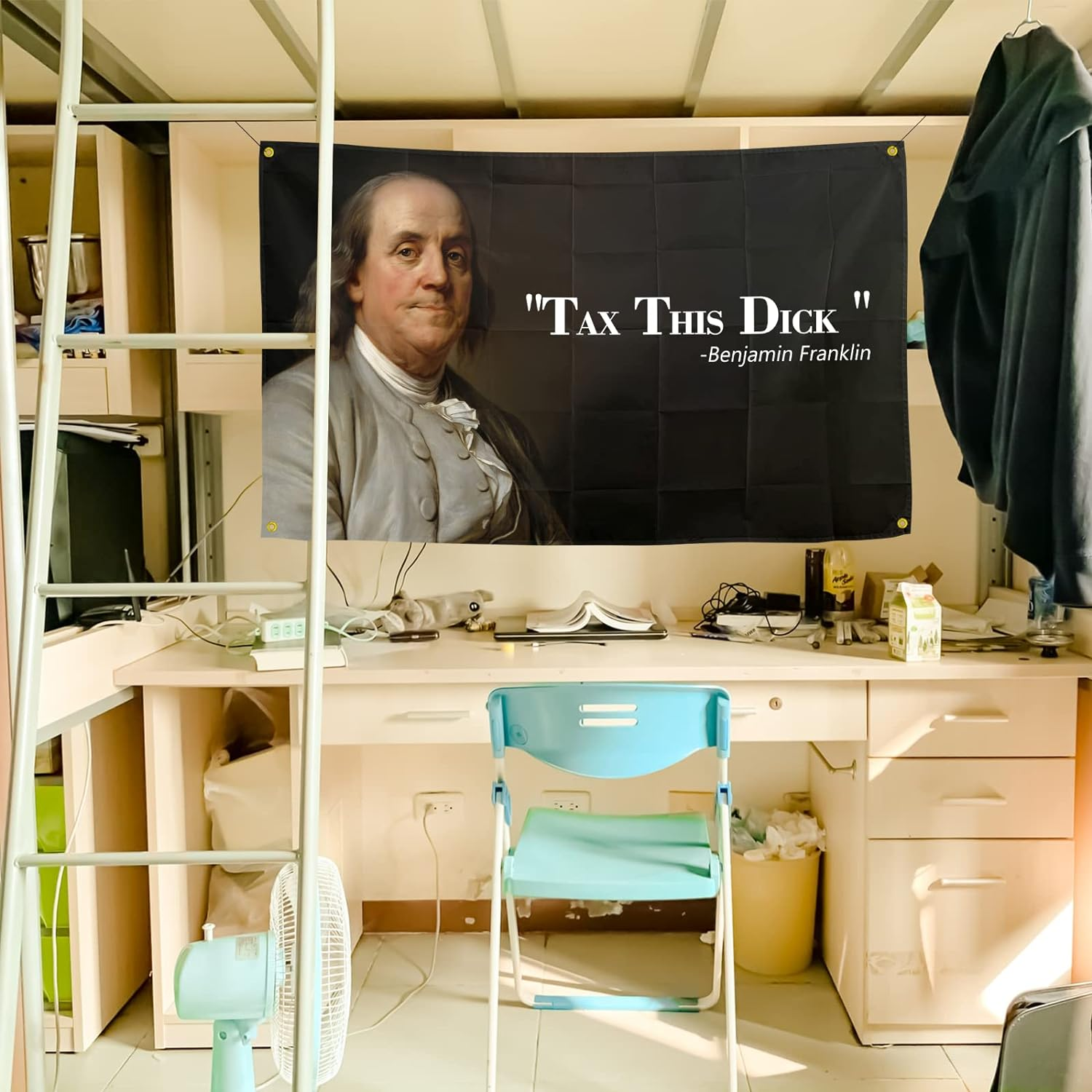 Benjamin Franklin Tax This Dick Flag Funny Flags for Room 3X5 Feet College Dorm Room Decor Man Cave Frat Wall Indoor Outdoor Flag image number 3