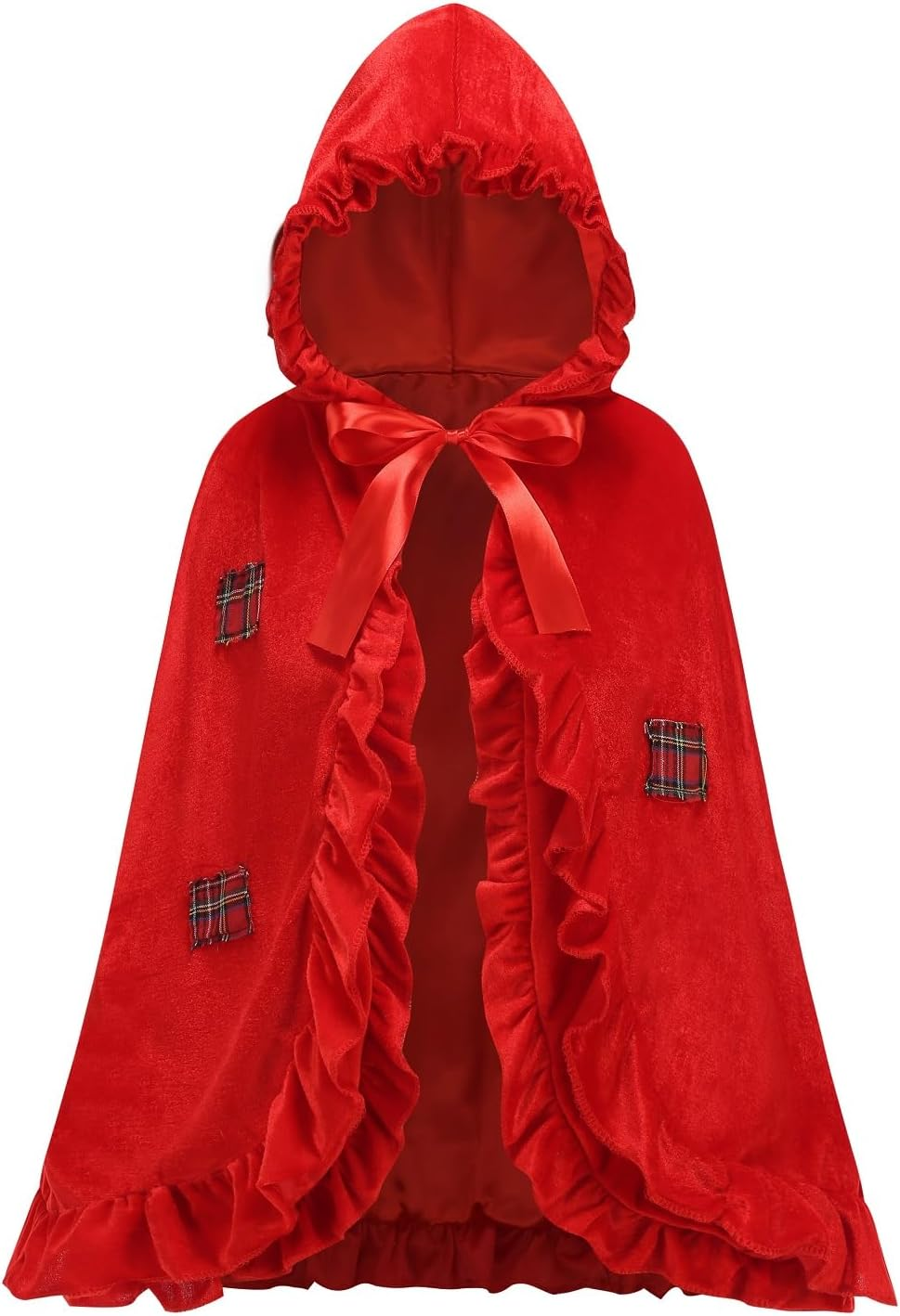 Little Red Riding Hood Cape,Adult Red Velvet Cloak with Hood Fairytale Character Halloween Costumes Accessories for Women
