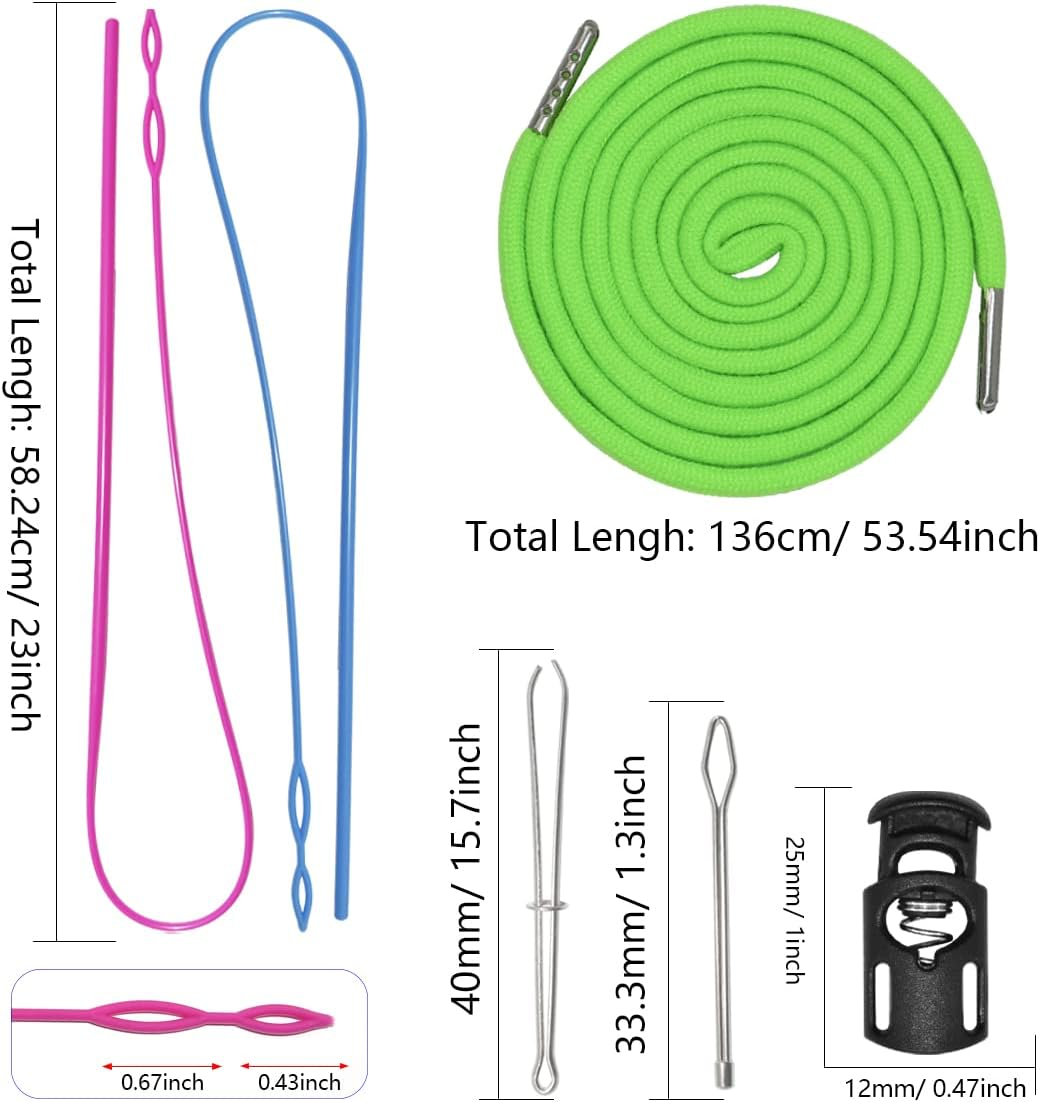 24Pcs 12 Colors Drawstring Replacement Drawstring Cords Clothing Drawstring Hoodies Drawstring with 4Pcs Drawstring Threaders and 10Pcs Plastic Cord Locks (51" Long) image number 1