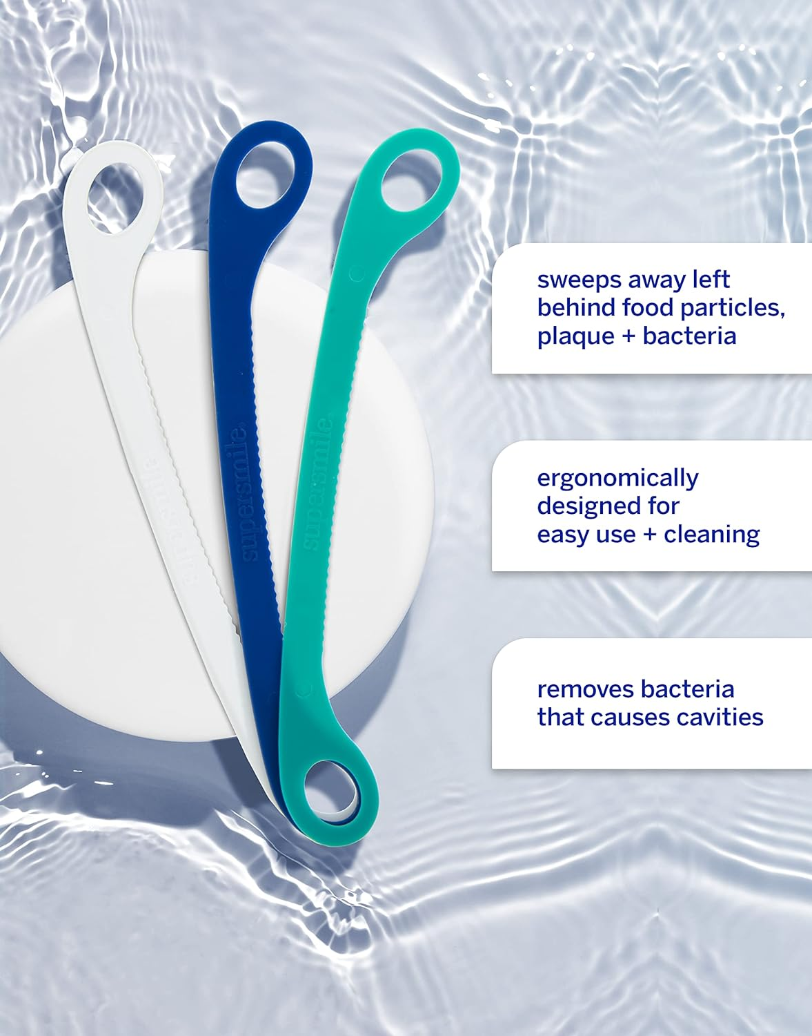 Supersmile Ripple Edge Tongue Cleaner, Ergonomic Reusable Tongue Scraper, 3 Count image number 4