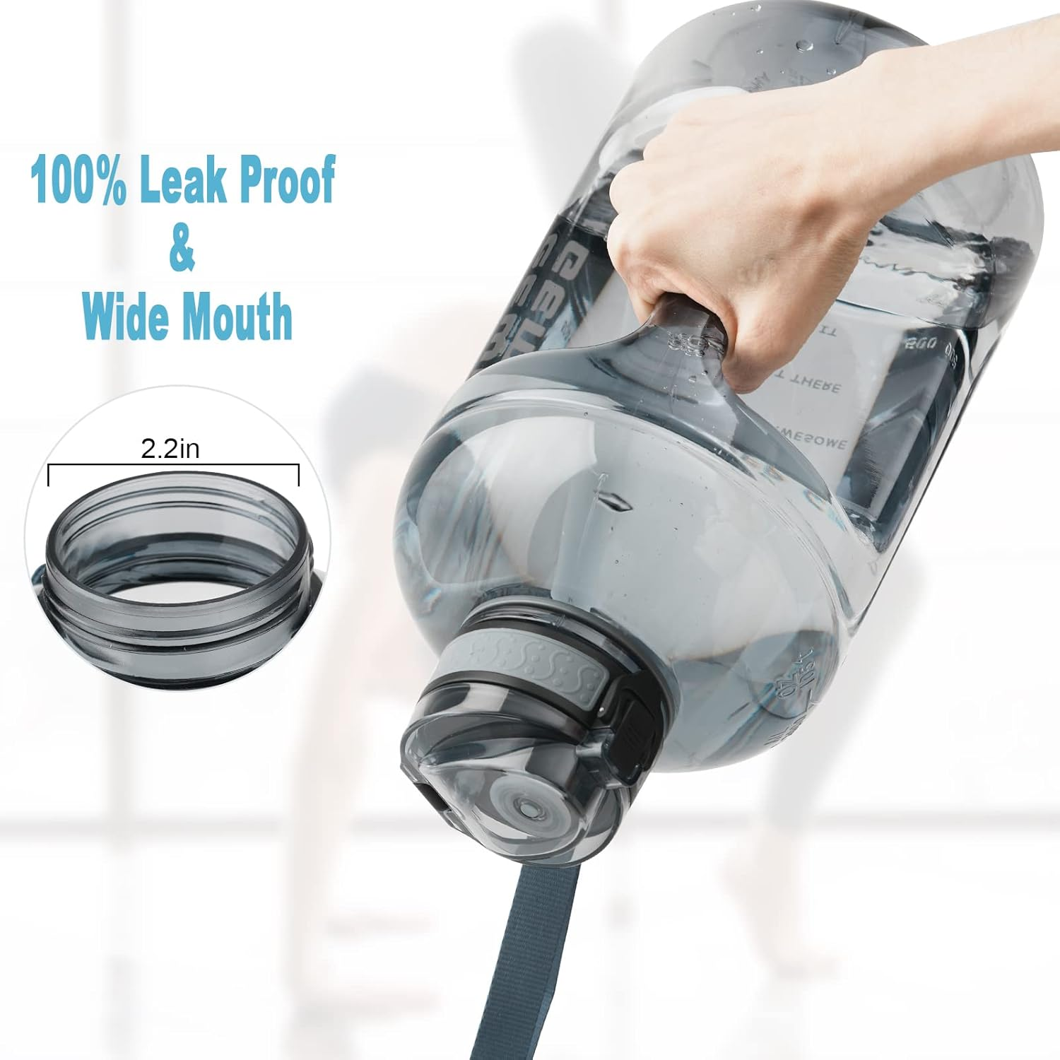 GEMFUL 3 Liter Water Bottles with Handle Motivational BPA Free Big Drinks Bottle for Fitness Sports